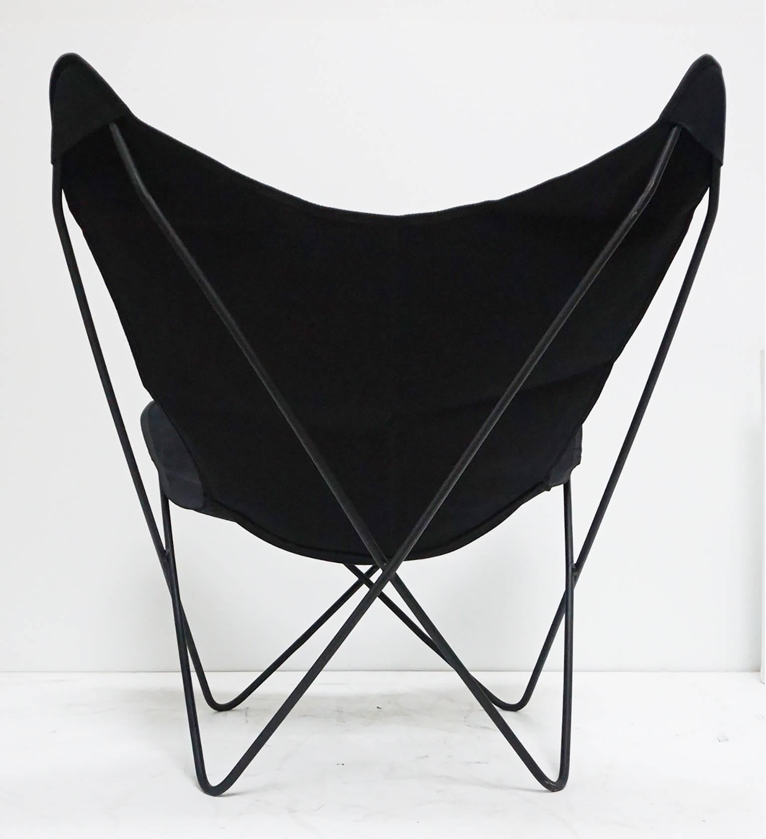 Mid-Century Modern Pair of Knoll Hardoy Black Butterfly Chairs