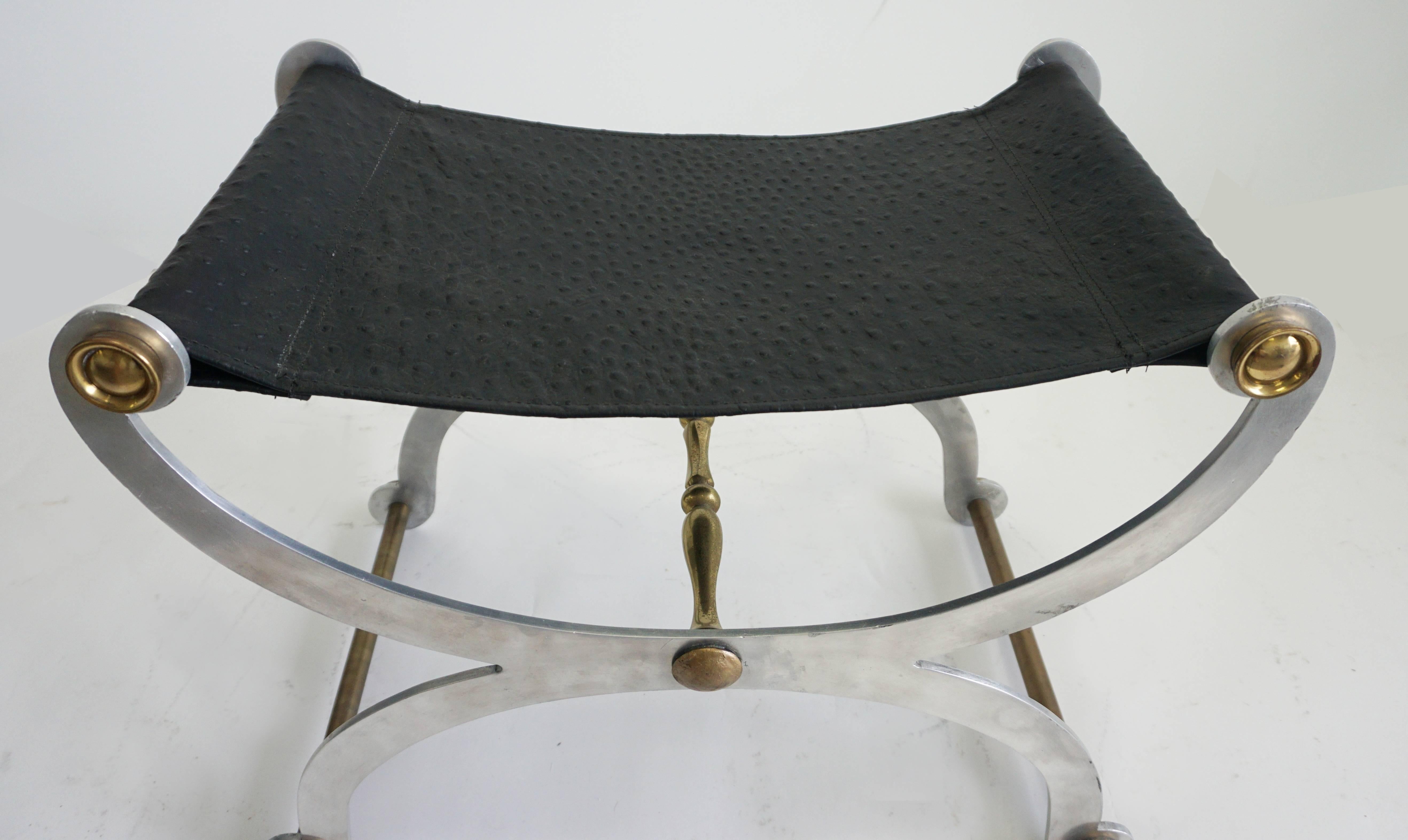 Faux Ostrich Leather Seat in the Style of Maison Jansen For Sale 1