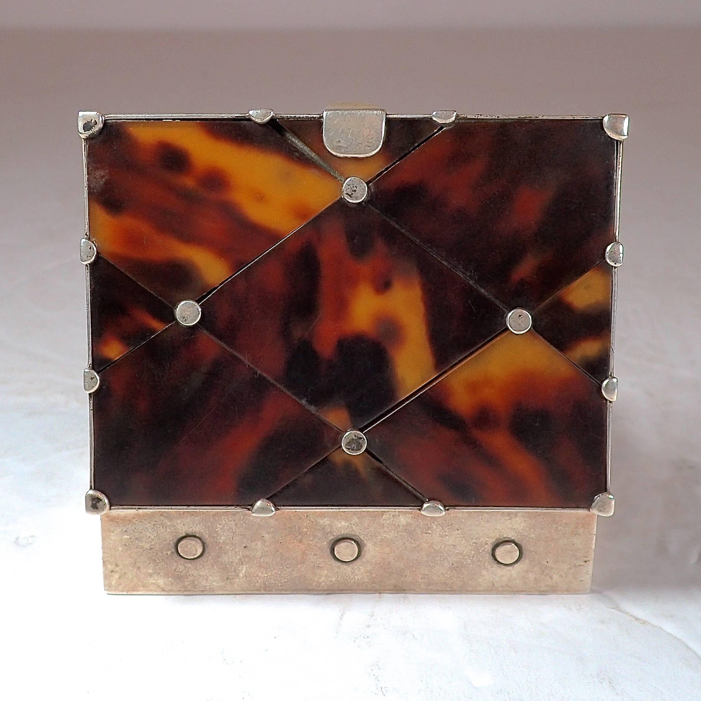 William Spratling Diamond Pattern Tortoise Shell Box of Two For Sale 1
