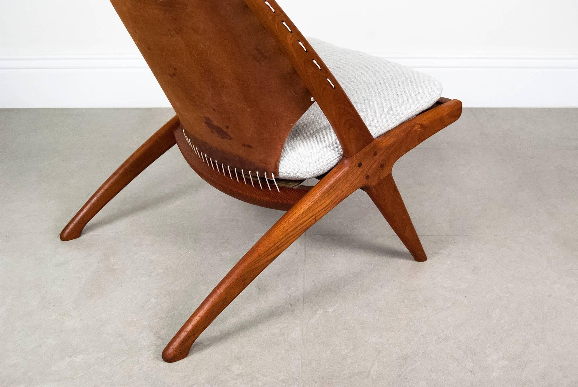 Mid-20th Century Fredrik Kayser Norwegian 'Cross' Teak Lounge Chair, 1950s