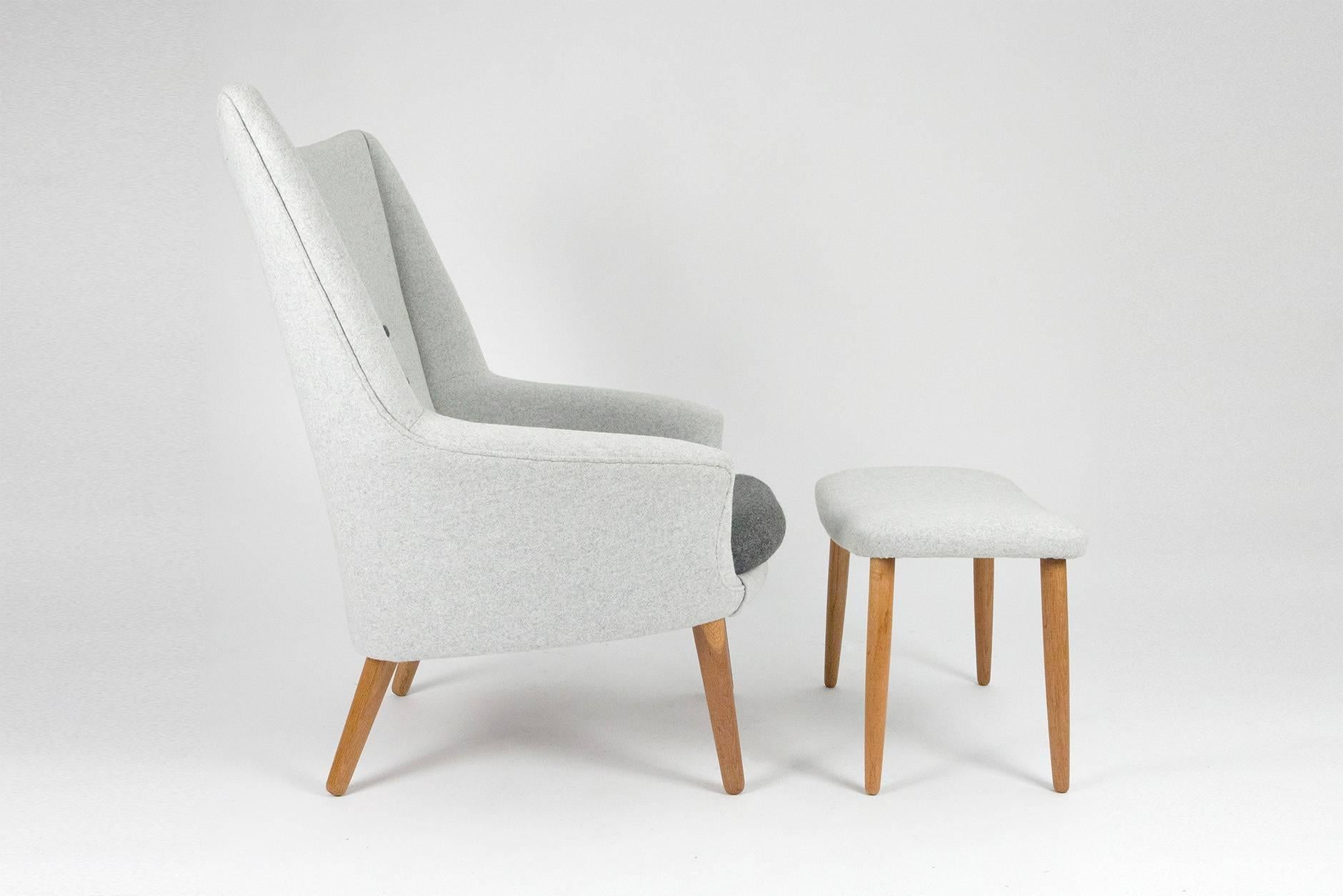 Scandinavian Modern Kurt Ostervig Lounge Chair and Foot Stool, 1958