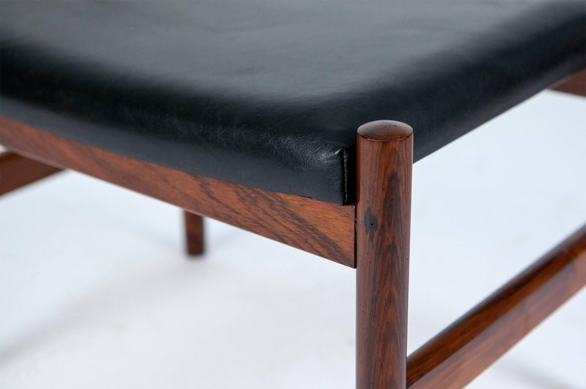 Danish Rosewood and Leather Stools 1