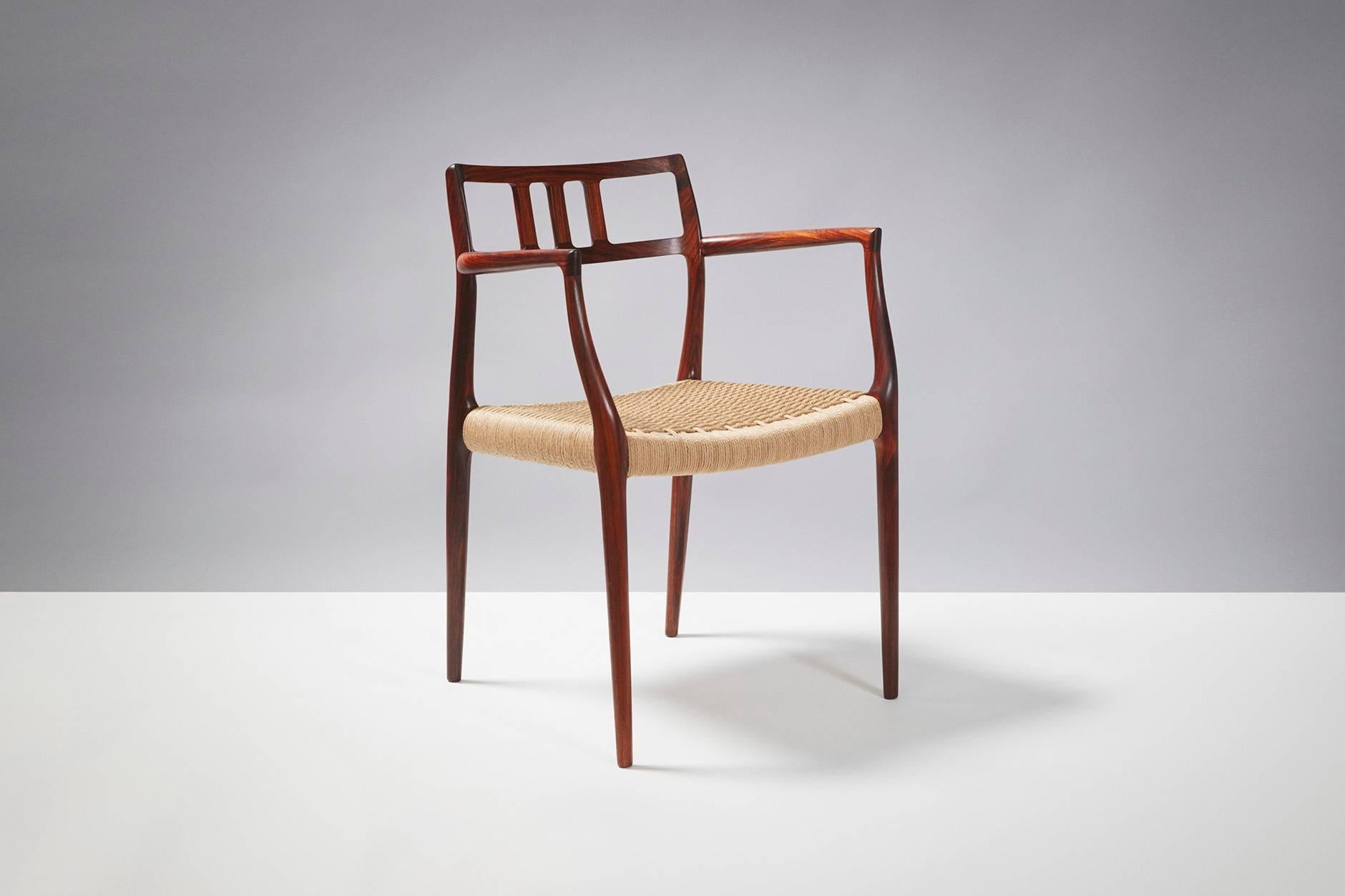 Danois Fauteuil Niels Moller modèle 64 en bois de rose, 1966