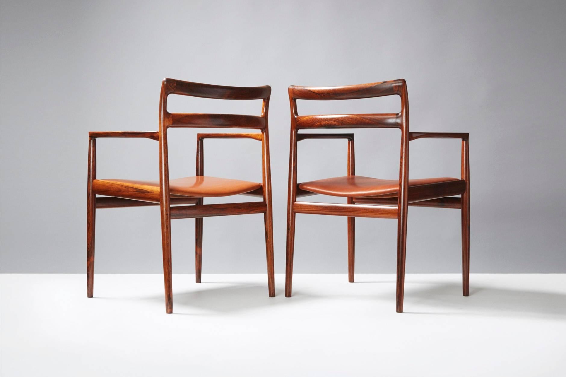 Scandinavian Modern Johannes Norgaard Pair of Rosewood Armchairs, circa 1960