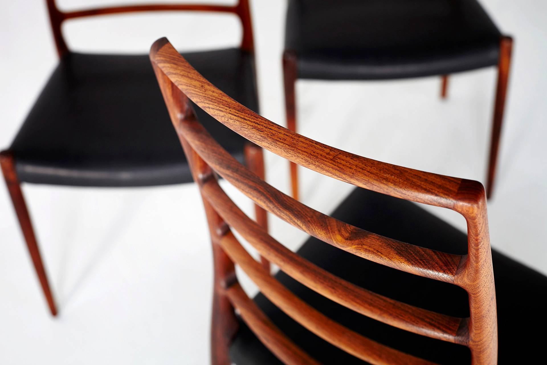 Leather Niels Moller Model 82 Chairs, circa 1970 For Sale