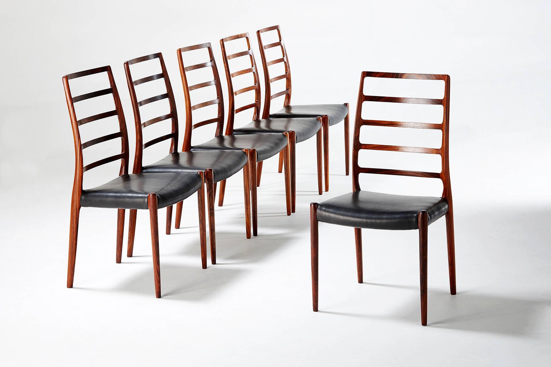 Scandinavian Modern Niels Moller Model 82 Chairs, circa 1970 For Sale