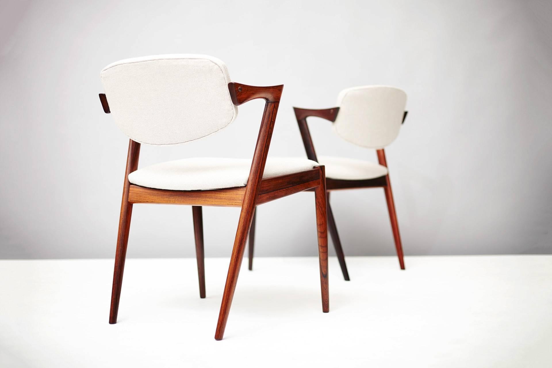 Wool Kai Kristiansen Model 42 Dining Chairs, 1956
