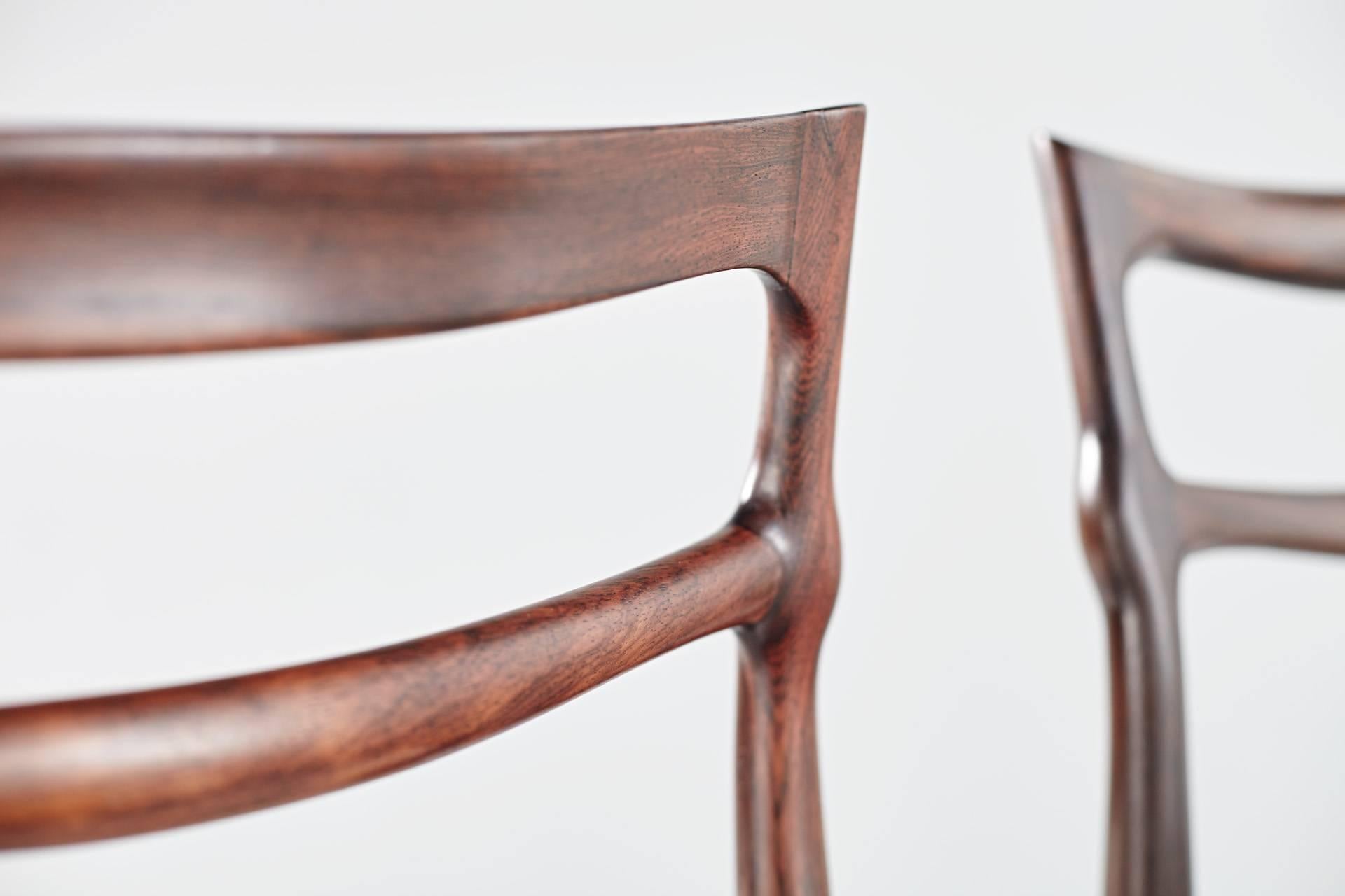 Mid-20th Century H.W. Klein, Set of Six Rosewood Dining Chairs