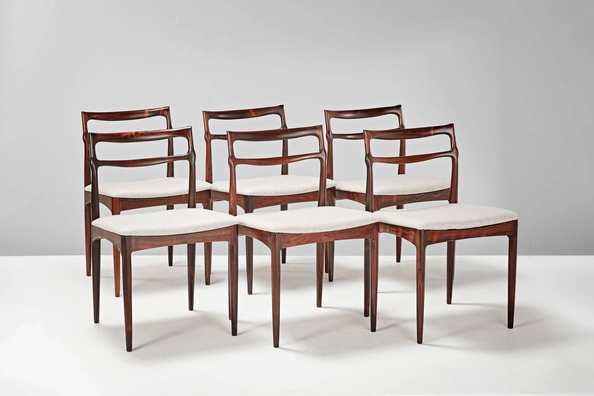 Scandinavian Modern H.W. Klein, Set of Six Rosewood Dining Chairs