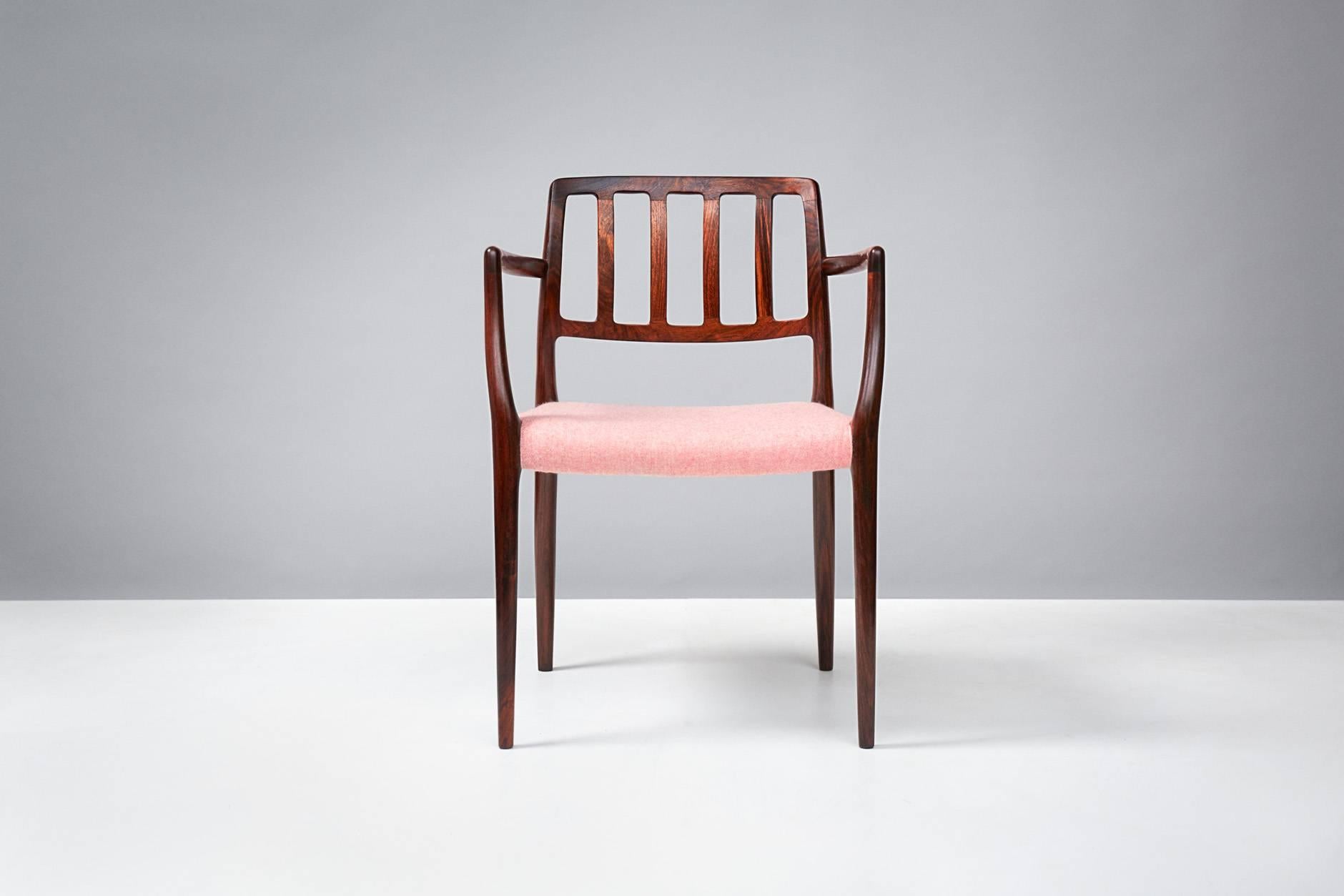 Niels Møller

Model 66 armchair, 1974.

Rosewood armchair designed by Niels Møller for JL Moller Mobelfabrik, Denmark, 1974. Seat reupholstered in new wool felt upholstery from Abraham Moon.

 