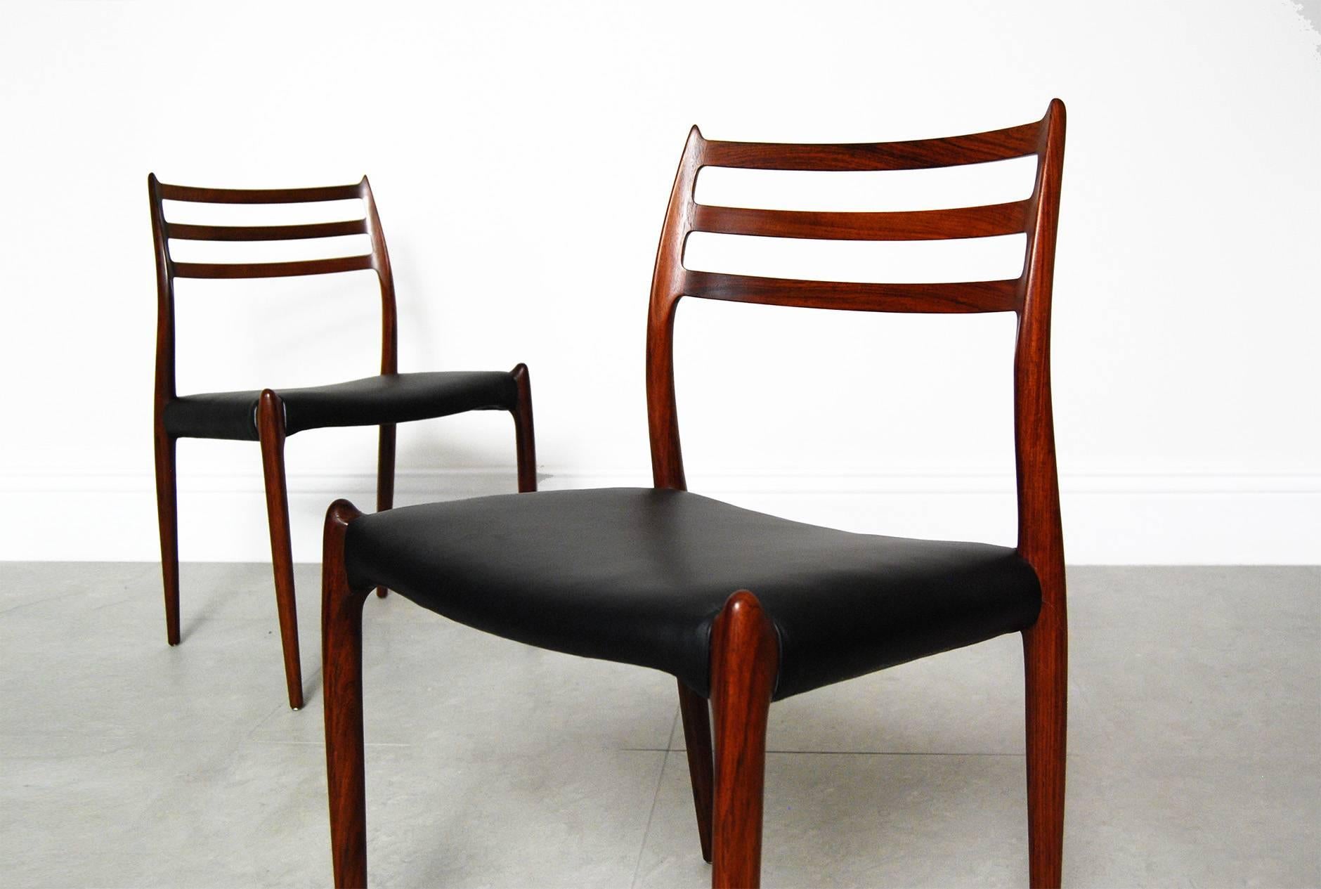 Niels Moller Rosewood 78 Dining Chair Set In Excellent Condition In London, GB