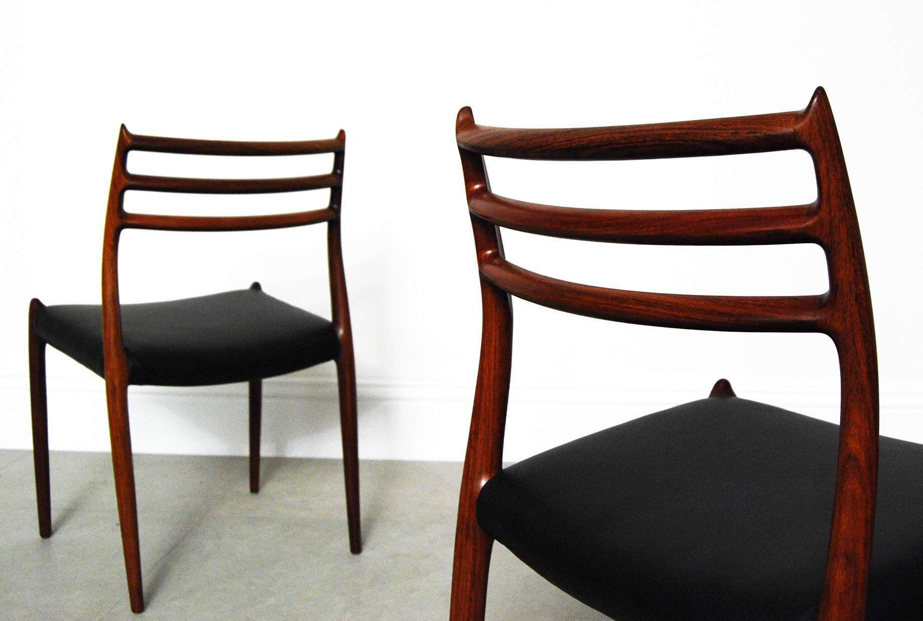 Mid-20th Century Niels Moller Rosewood 78 Dining Chair Set