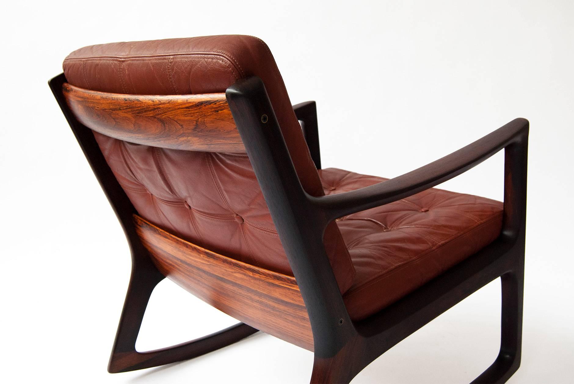 Ole Wanscher 'Senator' Rosewood Rocking Chair, circa 1960 In Excellent Condition In London, GB