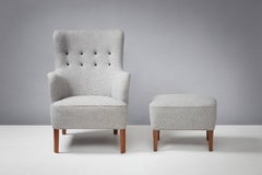 Peter Hvidt & Orla Mølgaard Nielsen Armchair and Stool, circa 1940