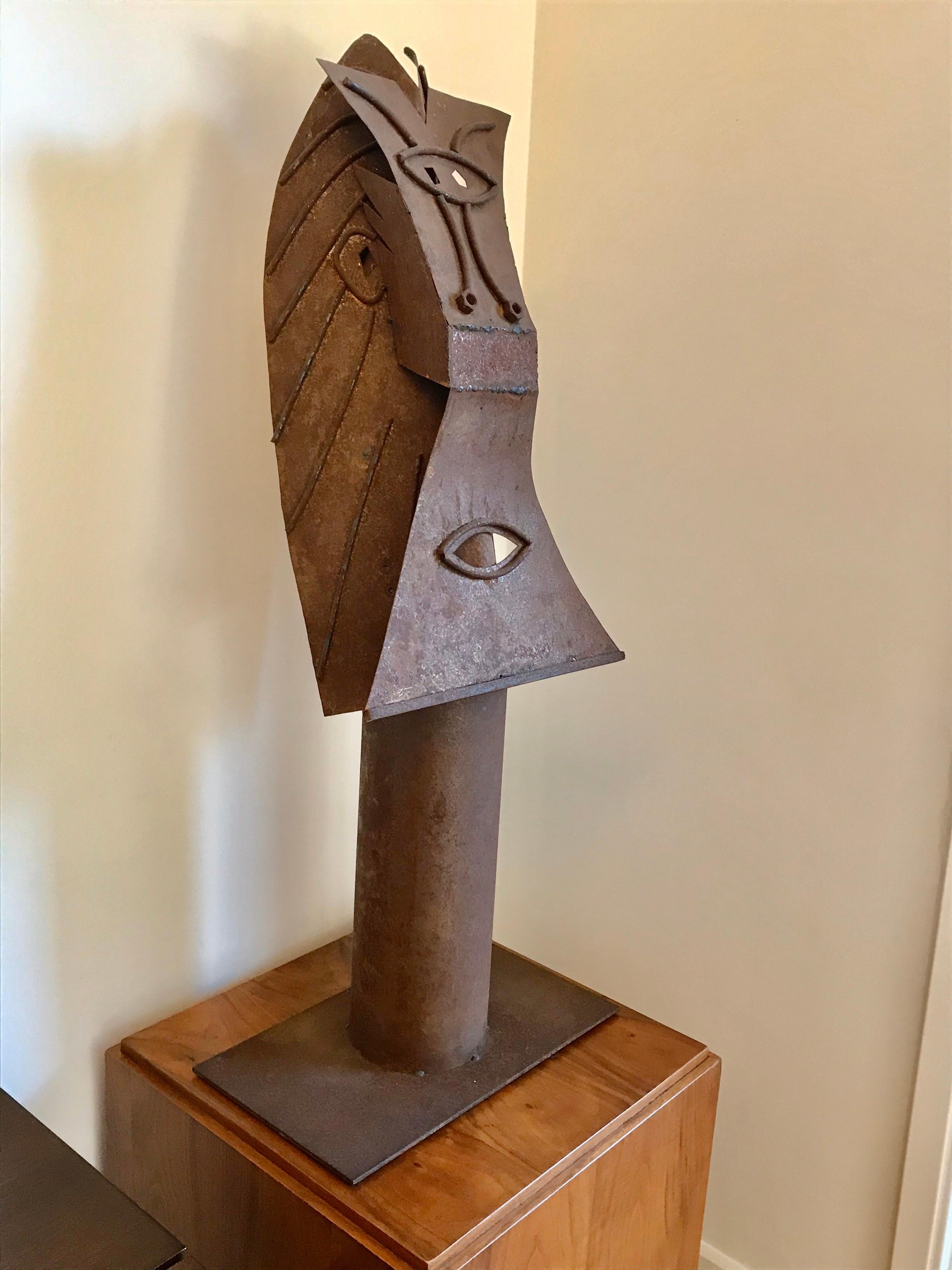 Steel 'Head of a Woman' Large Sculpture after Carl Nesjar for Picasso  For Sale
