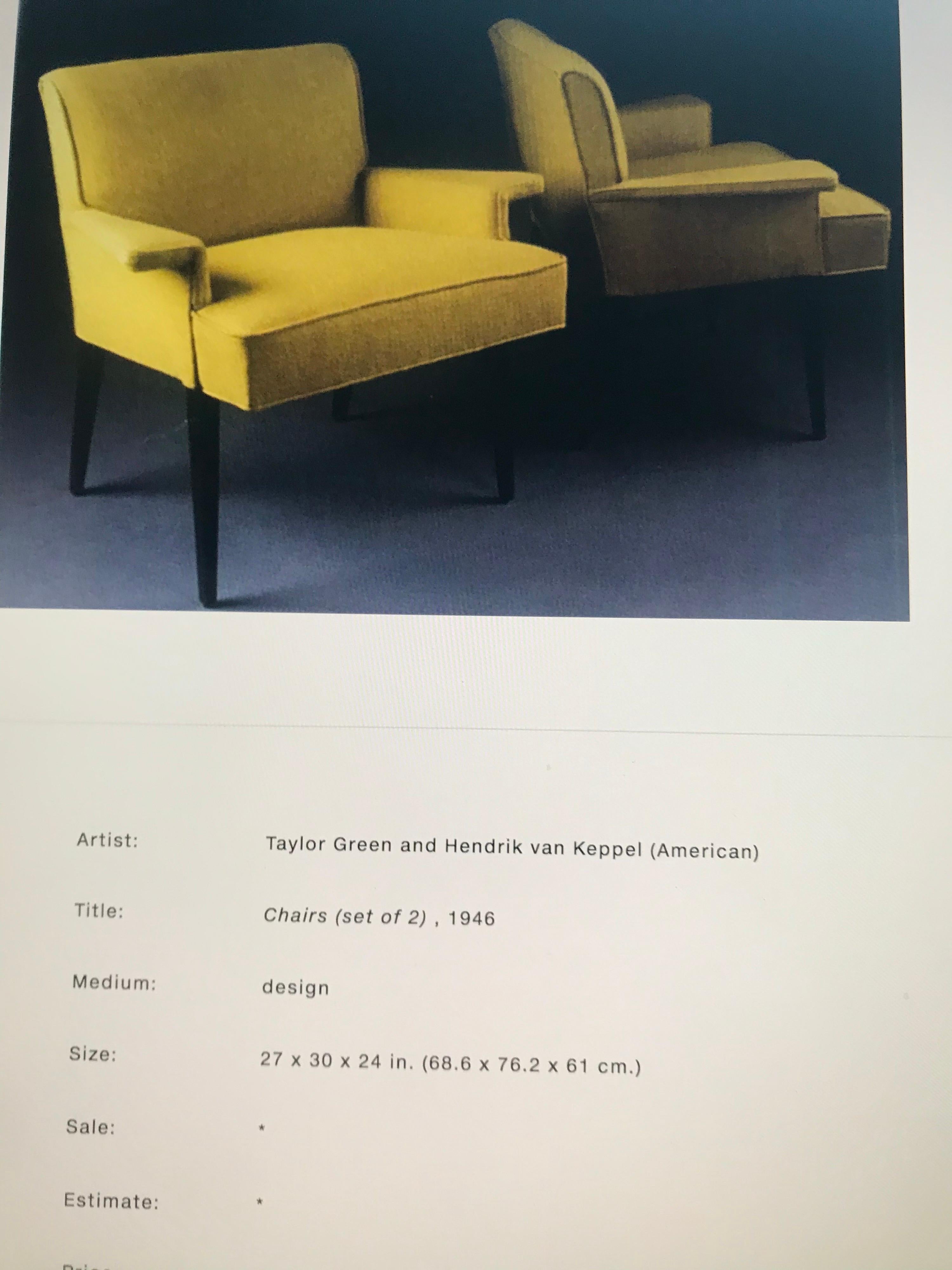 American Van Keppel Green Custom Occasional Chairs, 20th Century
