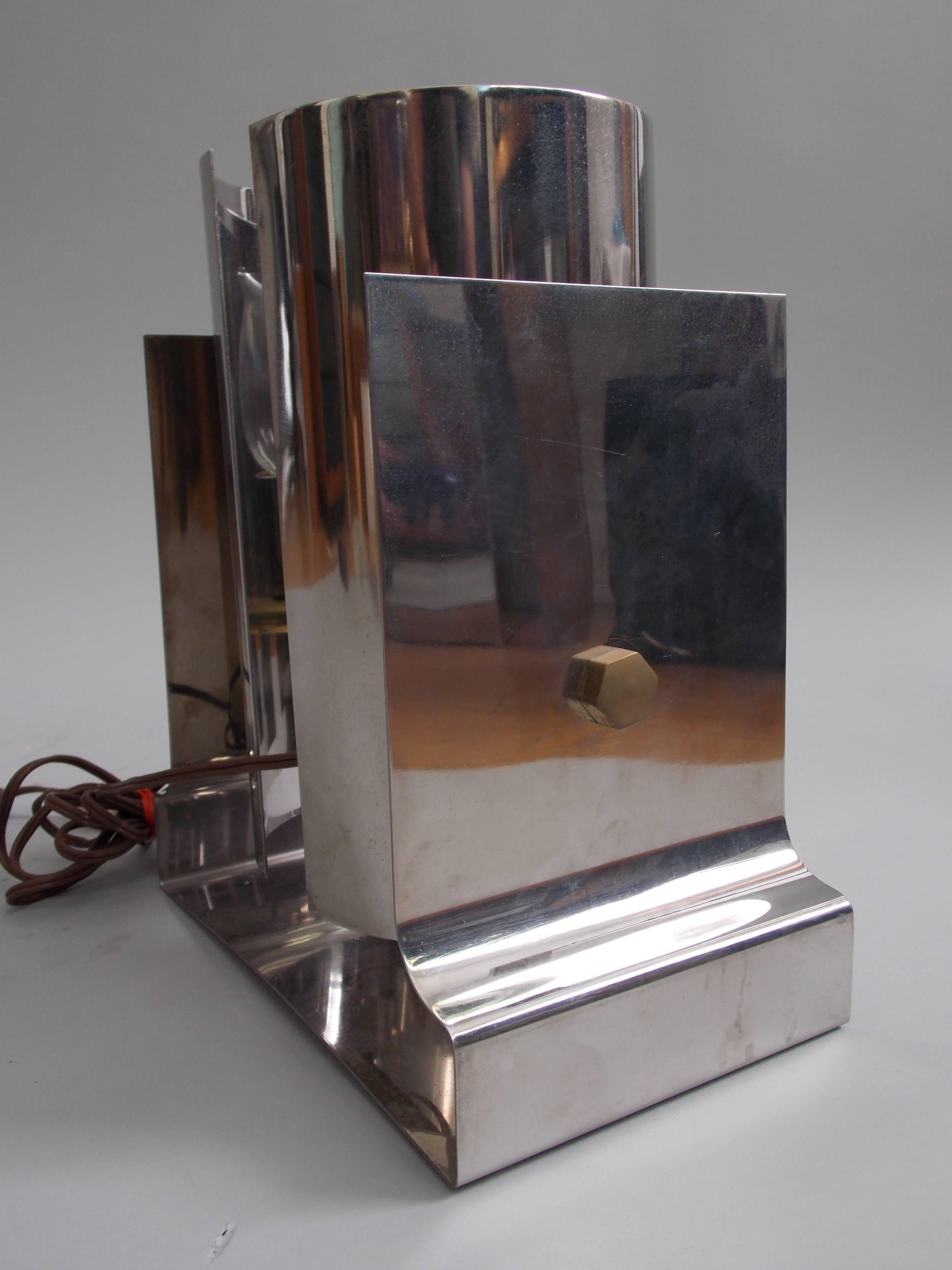  Architectural Steel Lamp Francois Monnet Attributed In Good Condition In Los Angeles, CA