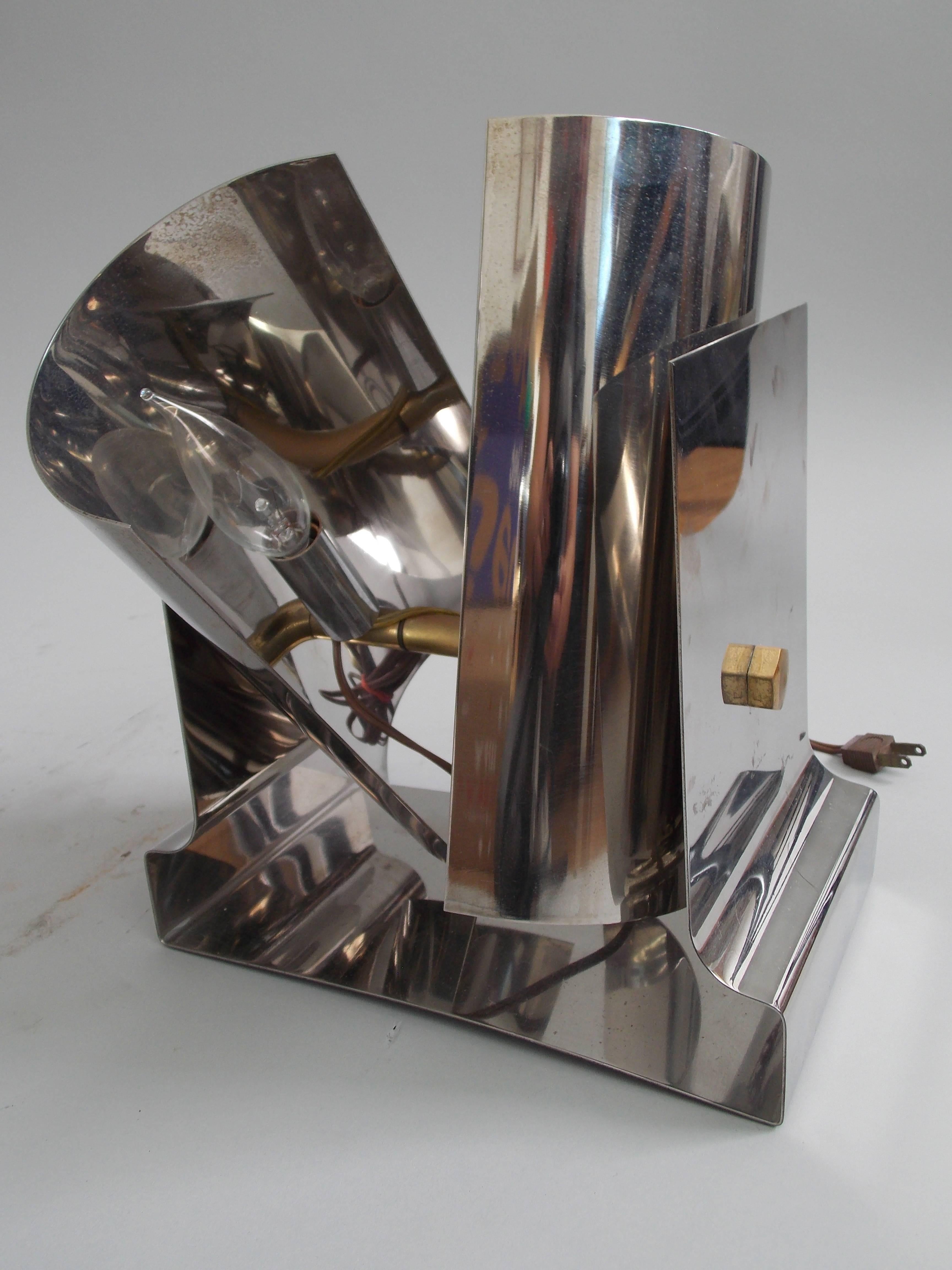  Architectural Steel Lamp Francois Monnet Attributed 5