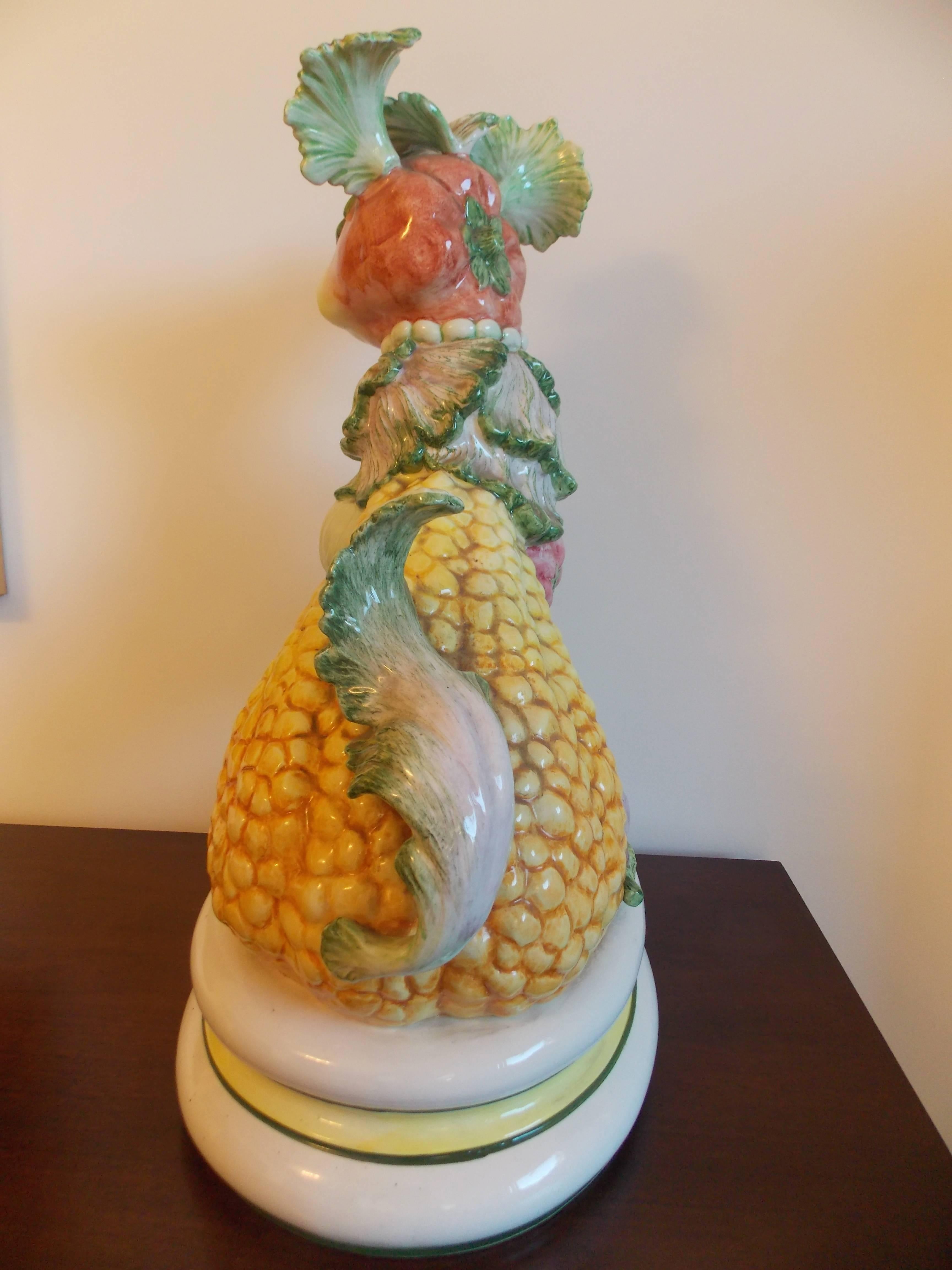 High Camp Ceramic Veggie Dog Sculpture, Italy In Excellent Condition In Los Angeles, CA