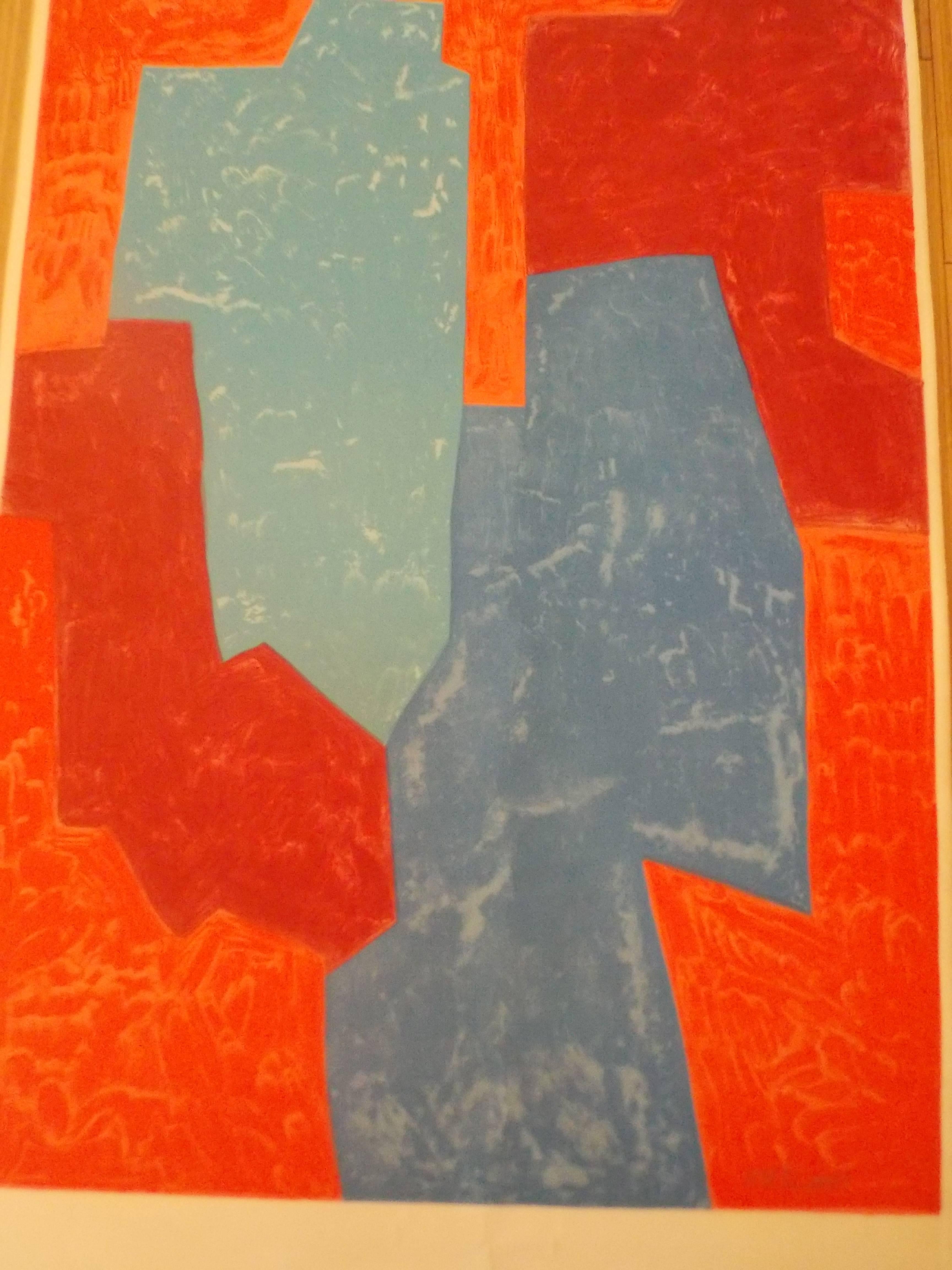 1900-1969.
A nice modernist print.
Paint on thick paper.
This appears to be number #37 from an edition of #65 from the Museum of Modern Art France.
It shows minor undulations and some buckling, no tares.
Other than that, it's in good vintage