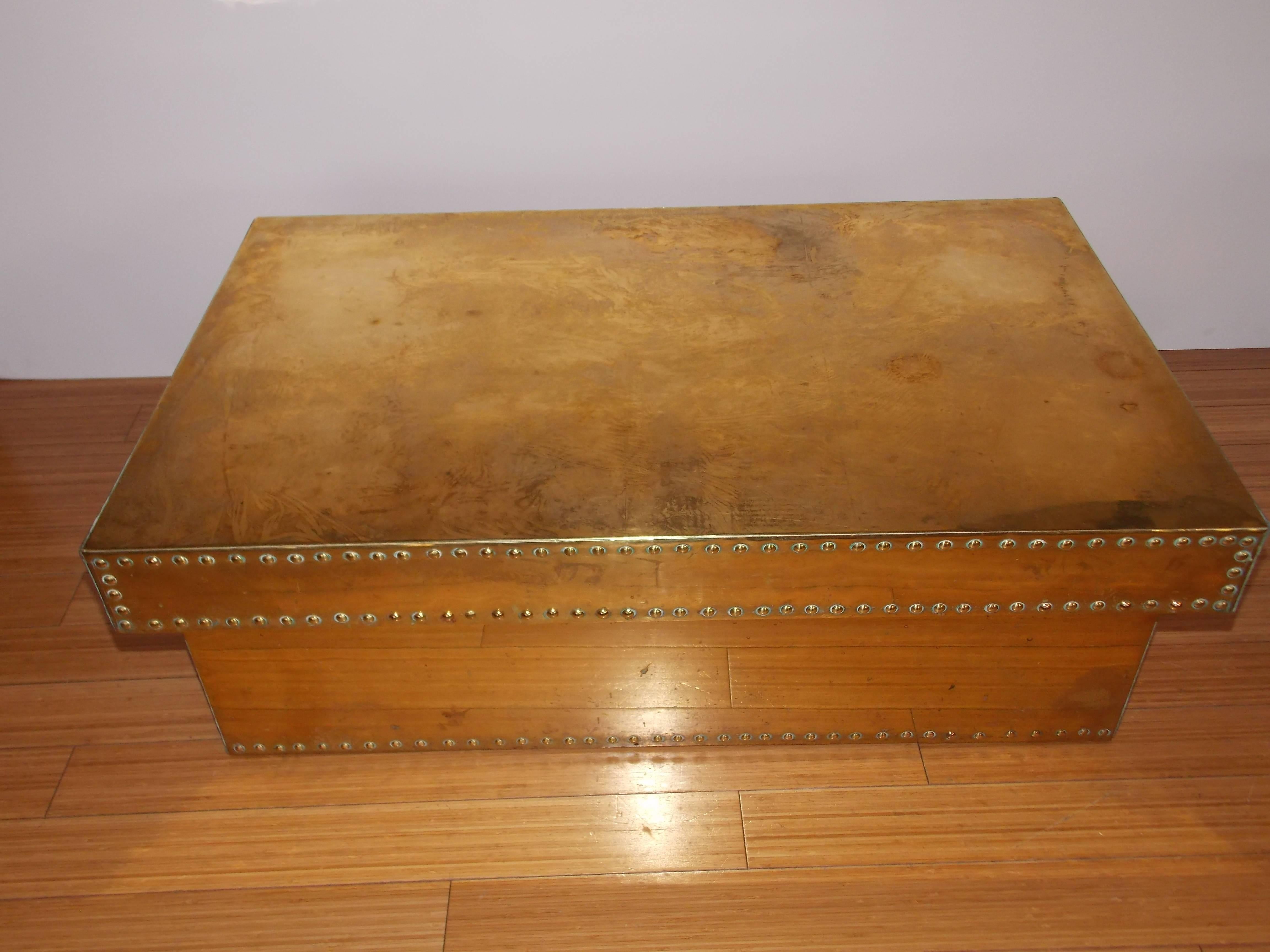 Regency Sarreid Ltd Brass Studded T Shape Coffee Table