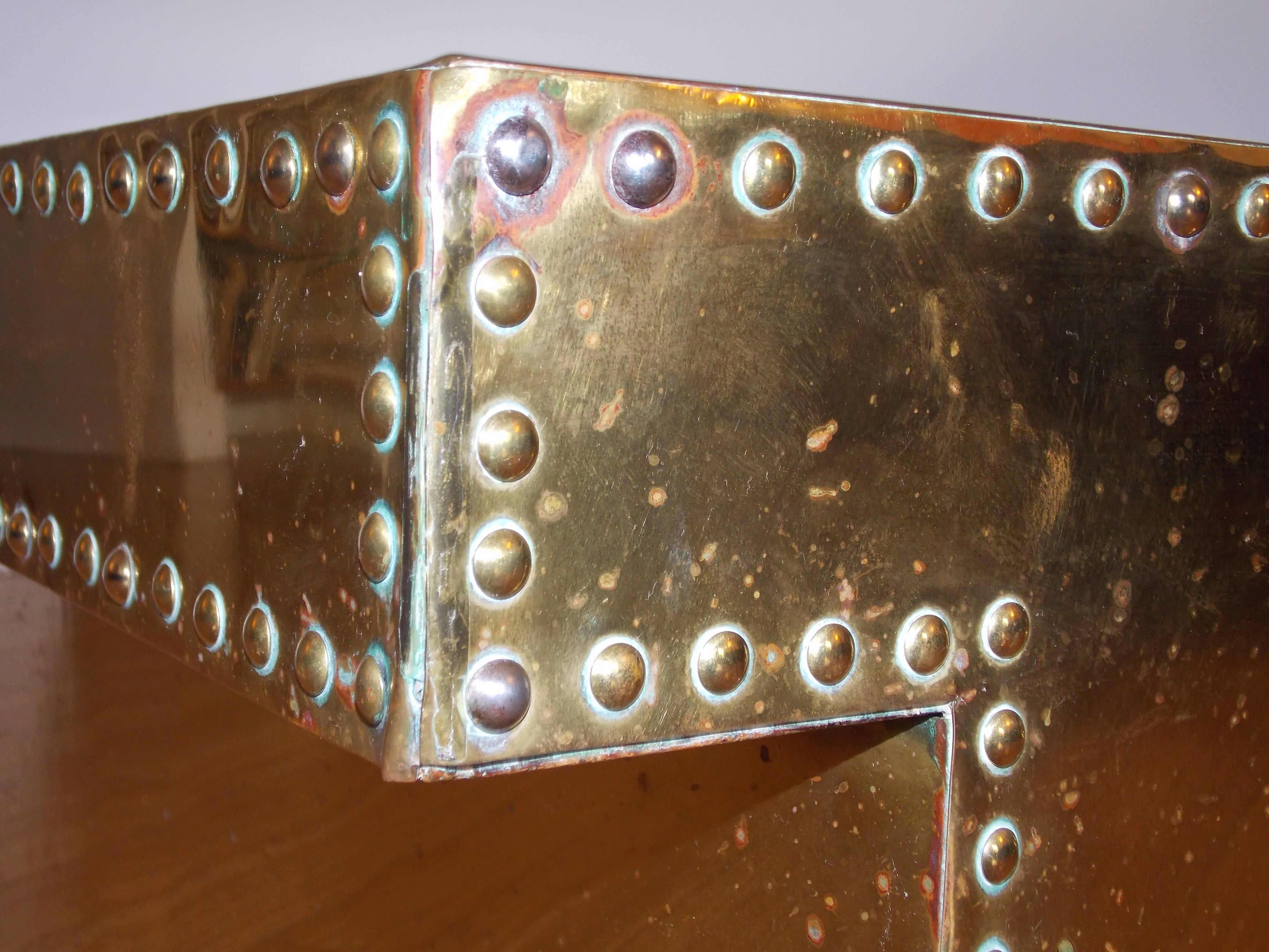 Sarreid Ltd Brass Studded T Shape Coffee Table 1