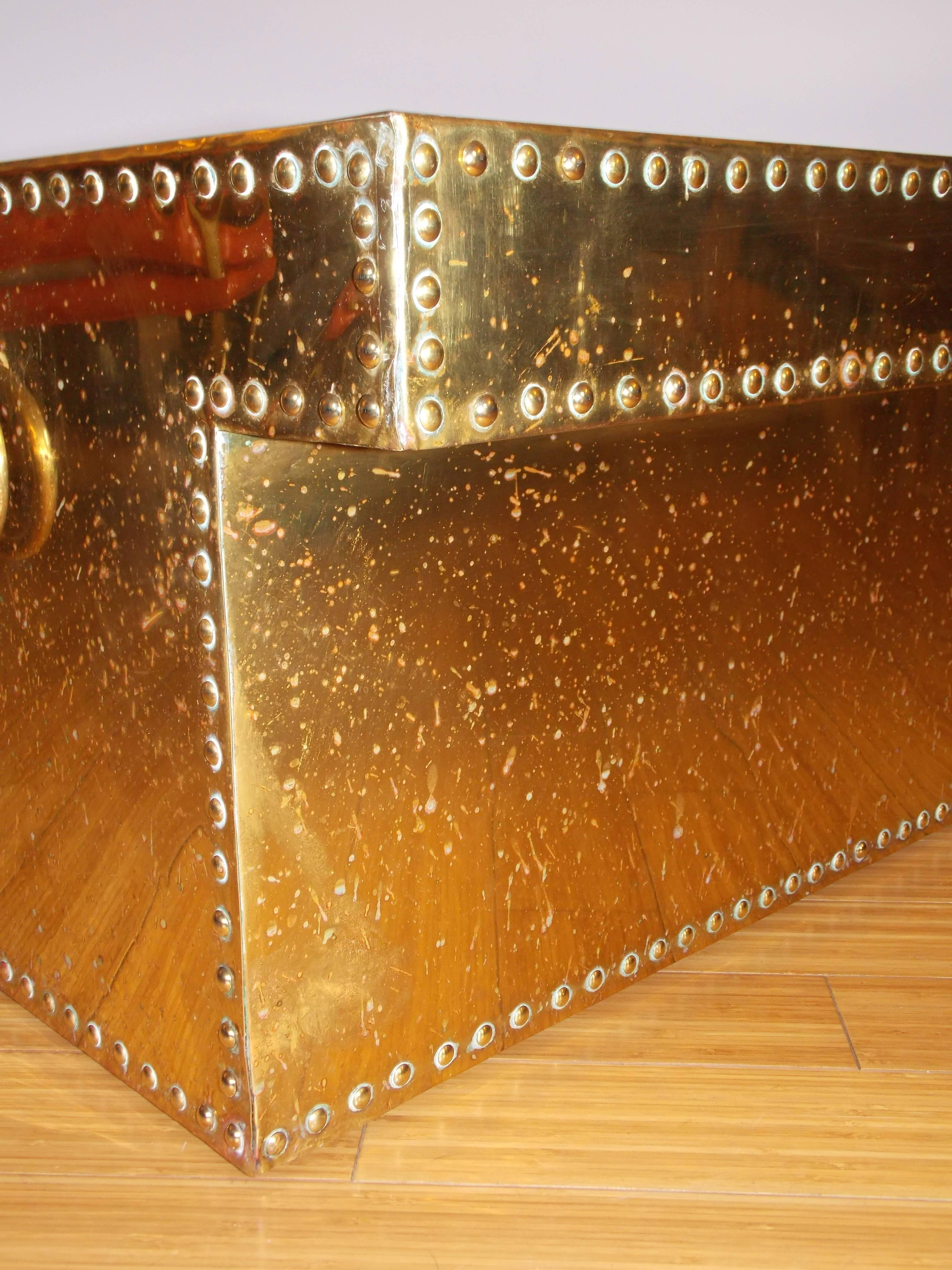 Sarreid Ltd Brass Studded T Shape Coffee Table 2