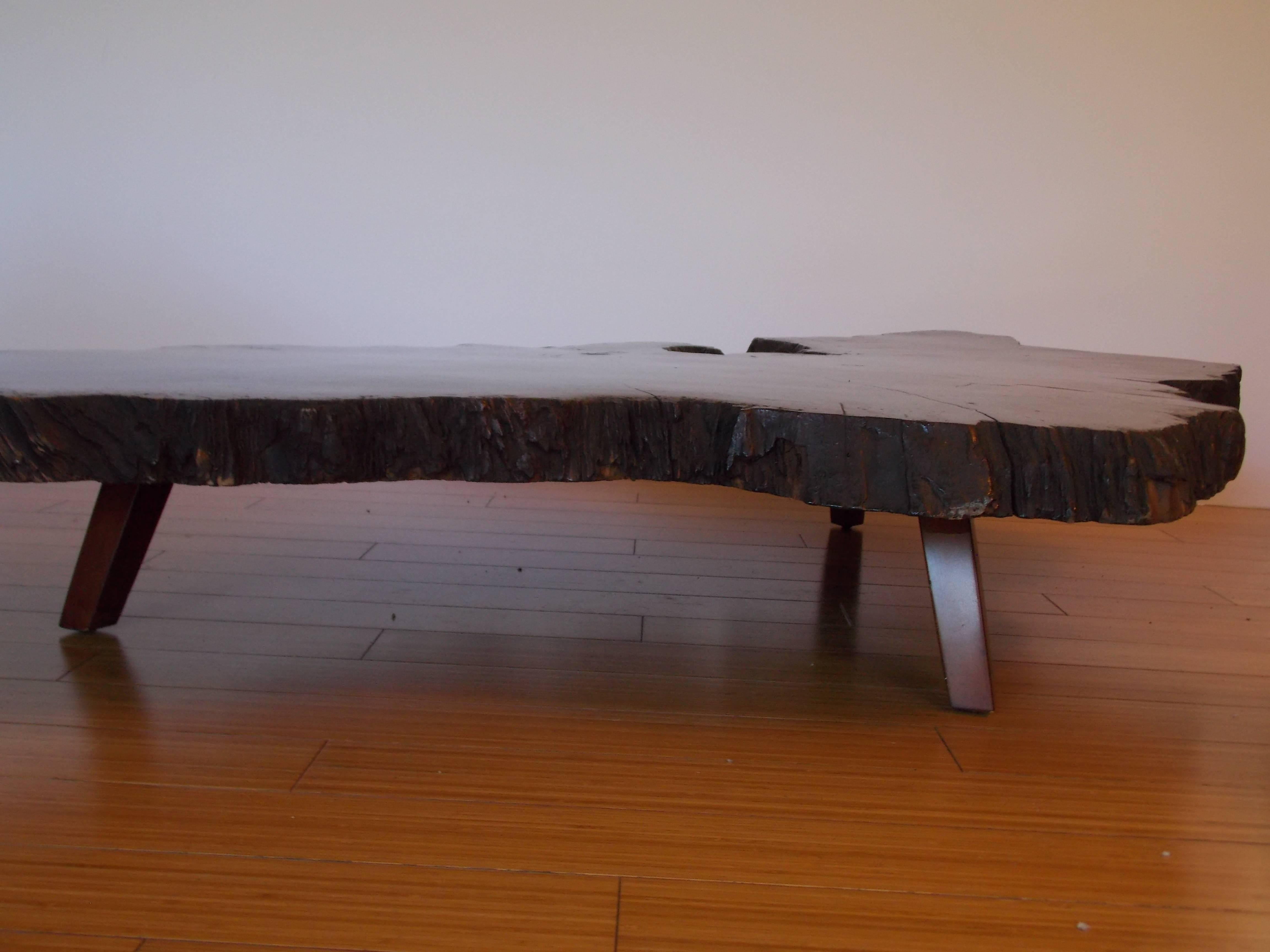 Mid-20th Century Vintage Live Edge Organic Wood Top Coffee Table