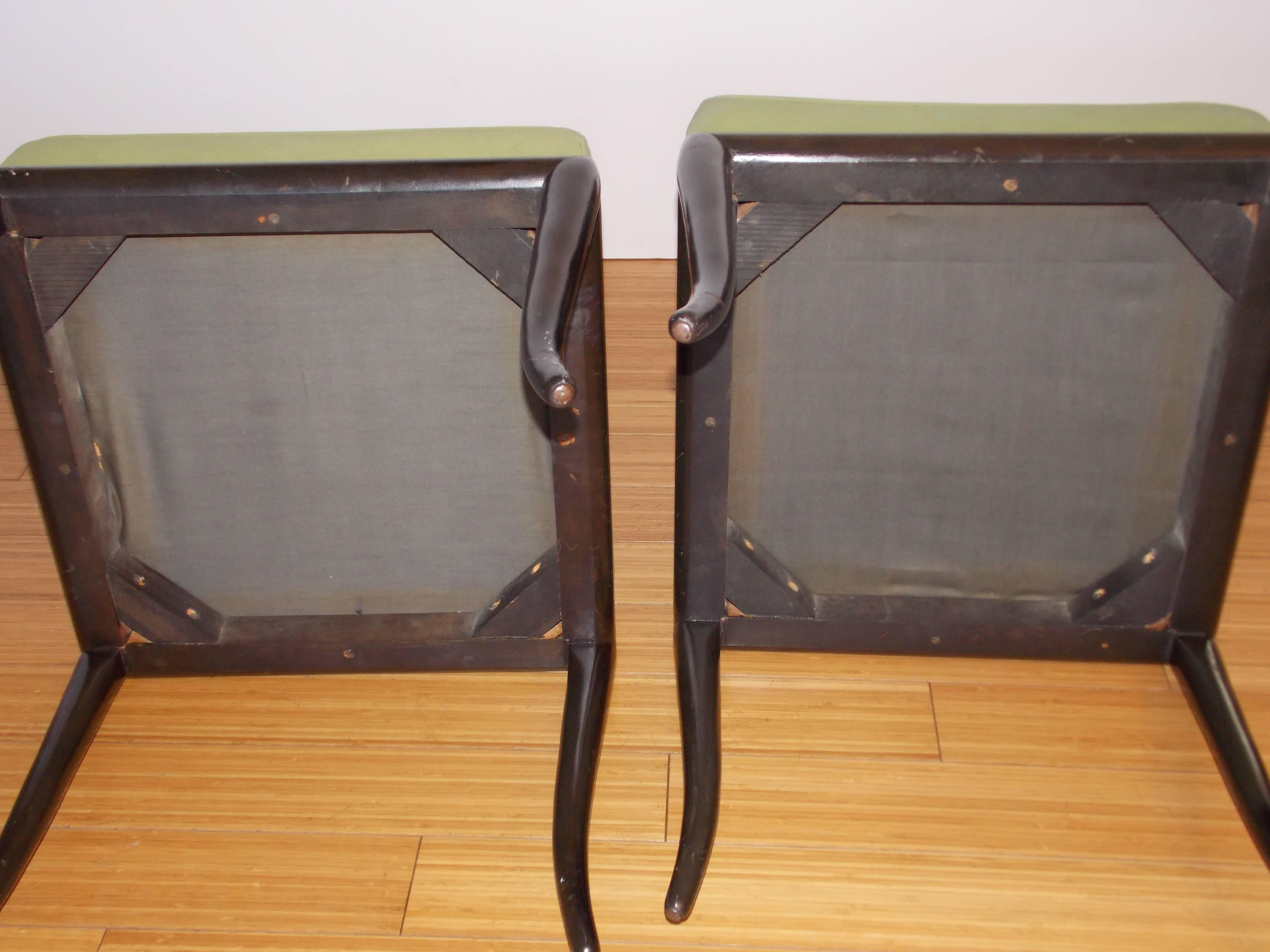 T.H. Robsjohn-Gibbings Leather Stools  In Good Condition In Los Angeles, CA