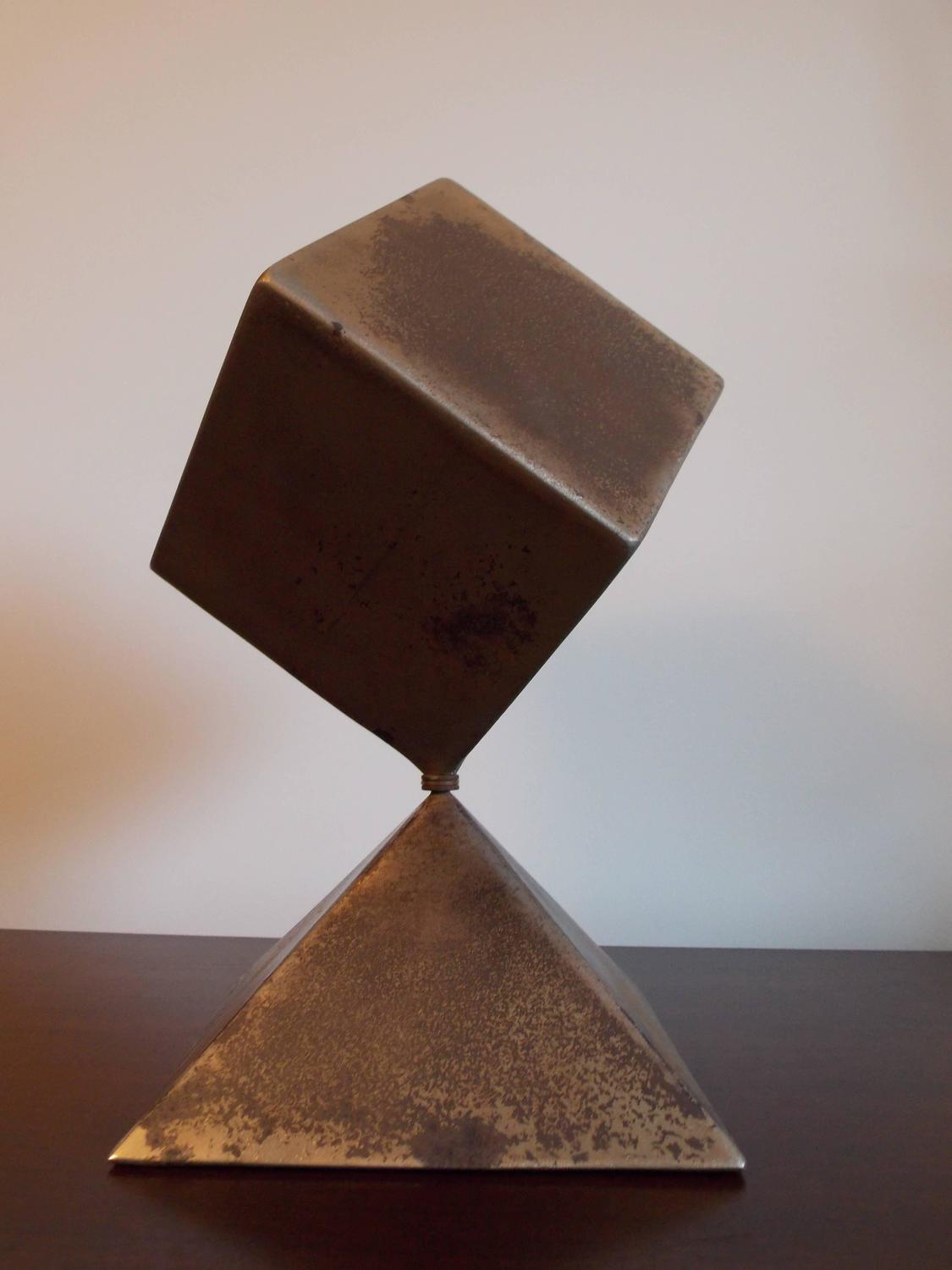 Vintage Modern Art Geometric Cube Sculpture at 1stdibs
