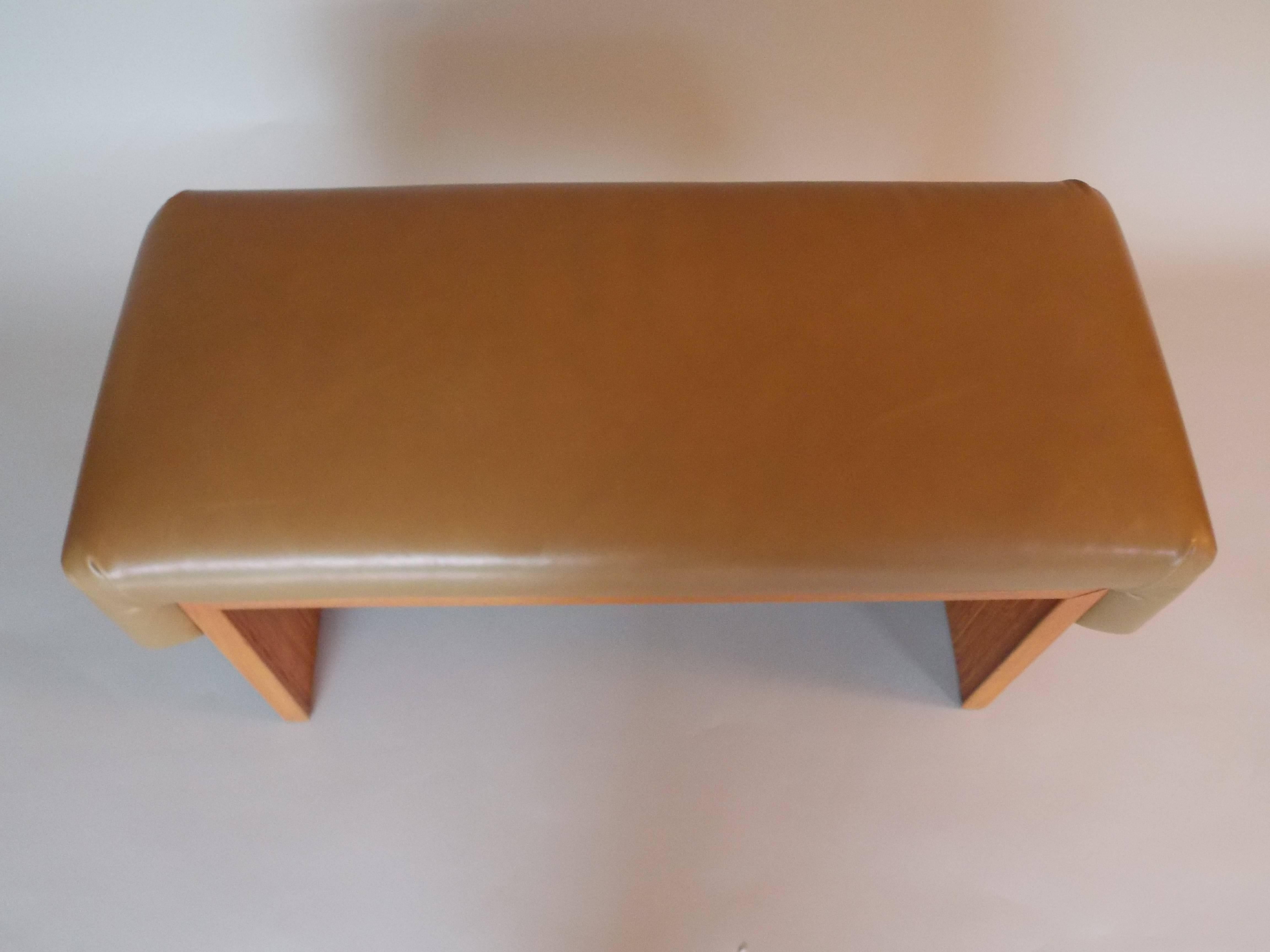 American Rare Paul Frankl Occasional Leather Bench for Brown & Saltman