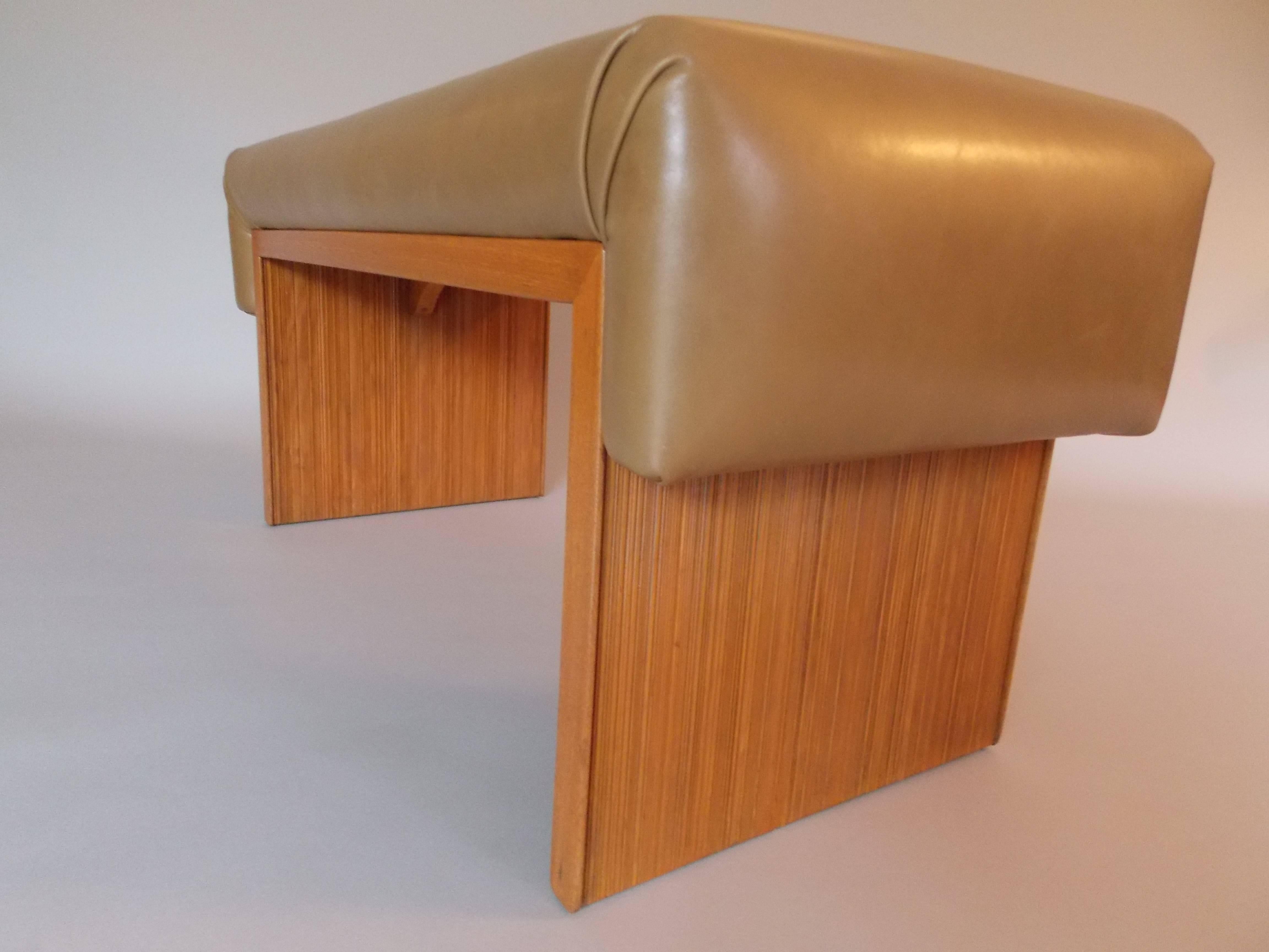 Mid-20th Century Rare Paul Frankl Occasional Leather Bench for Brown & Saltman