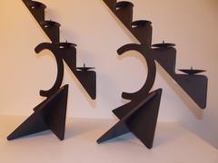 Grand Pair of Pucci De Rossi Iron Candelabra Sculptures, 1987
