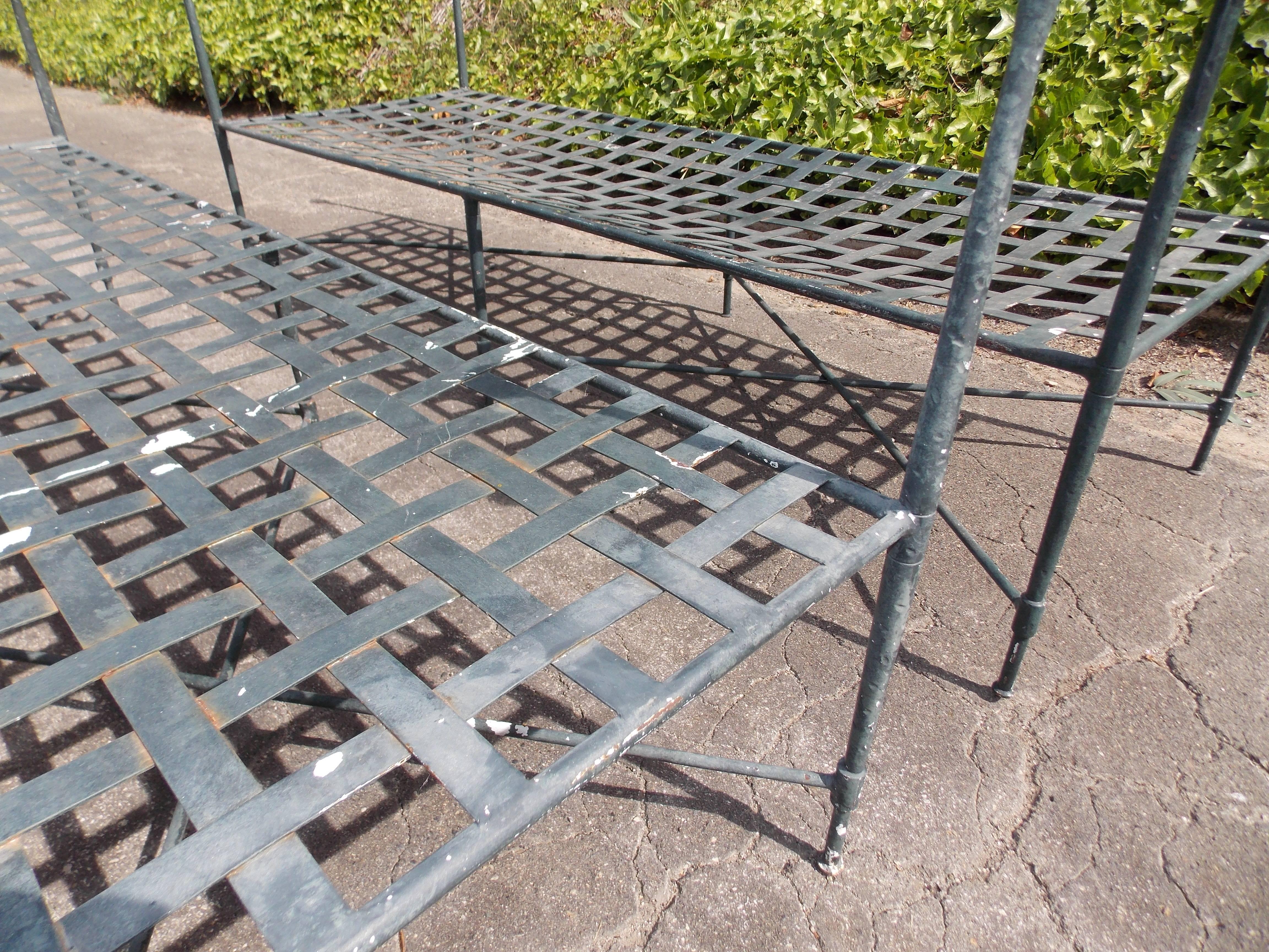 Mid-20th Century Rare Pair of Iron Benches by Mario Papperzini for Salterini