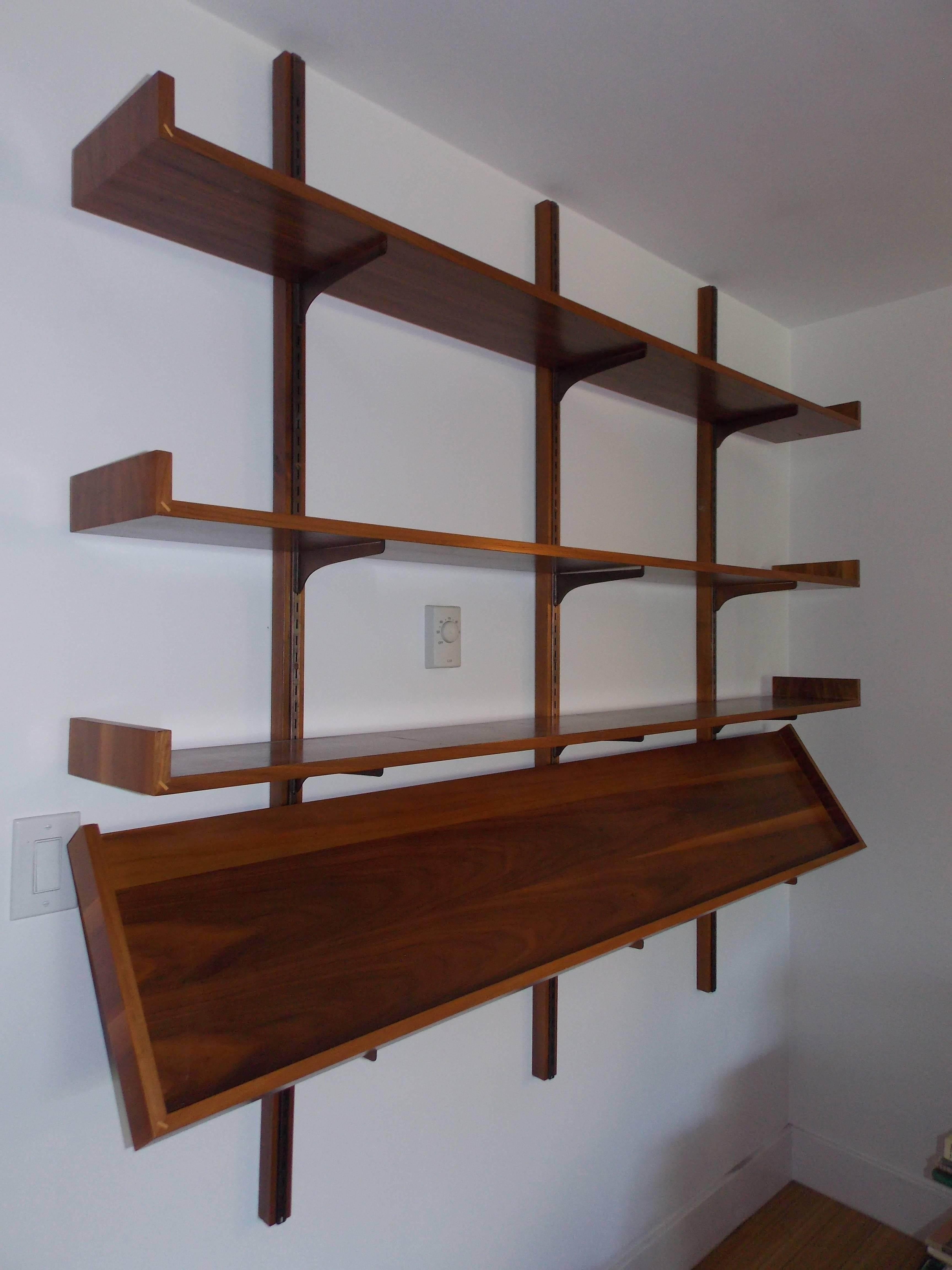 American Rare Milo Baughman Wall Shelf with Magazine Rack