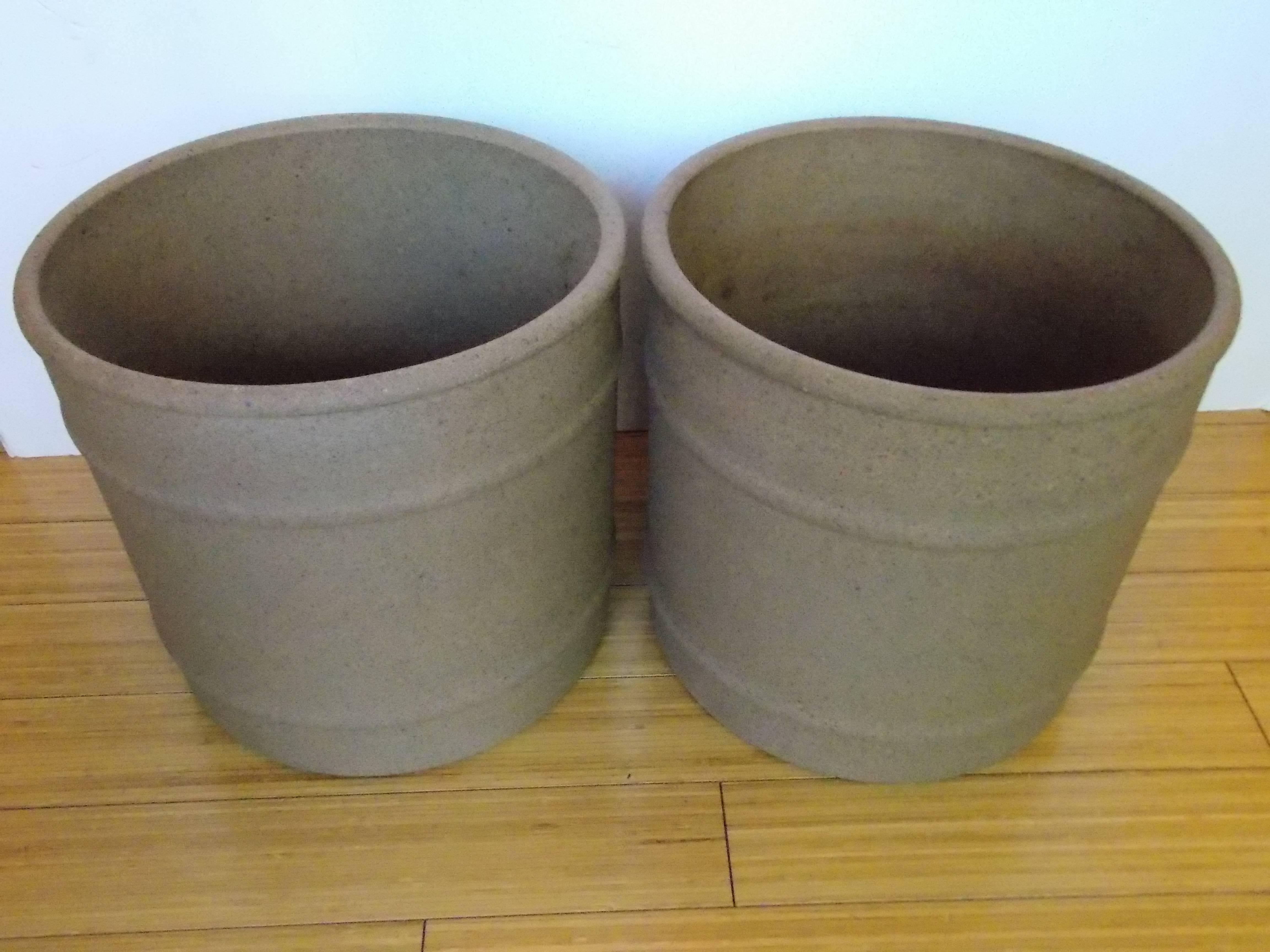 David Cressey Architectural Pottery Barrel Style Planters In Excellent Condition In Los Angeles, CA