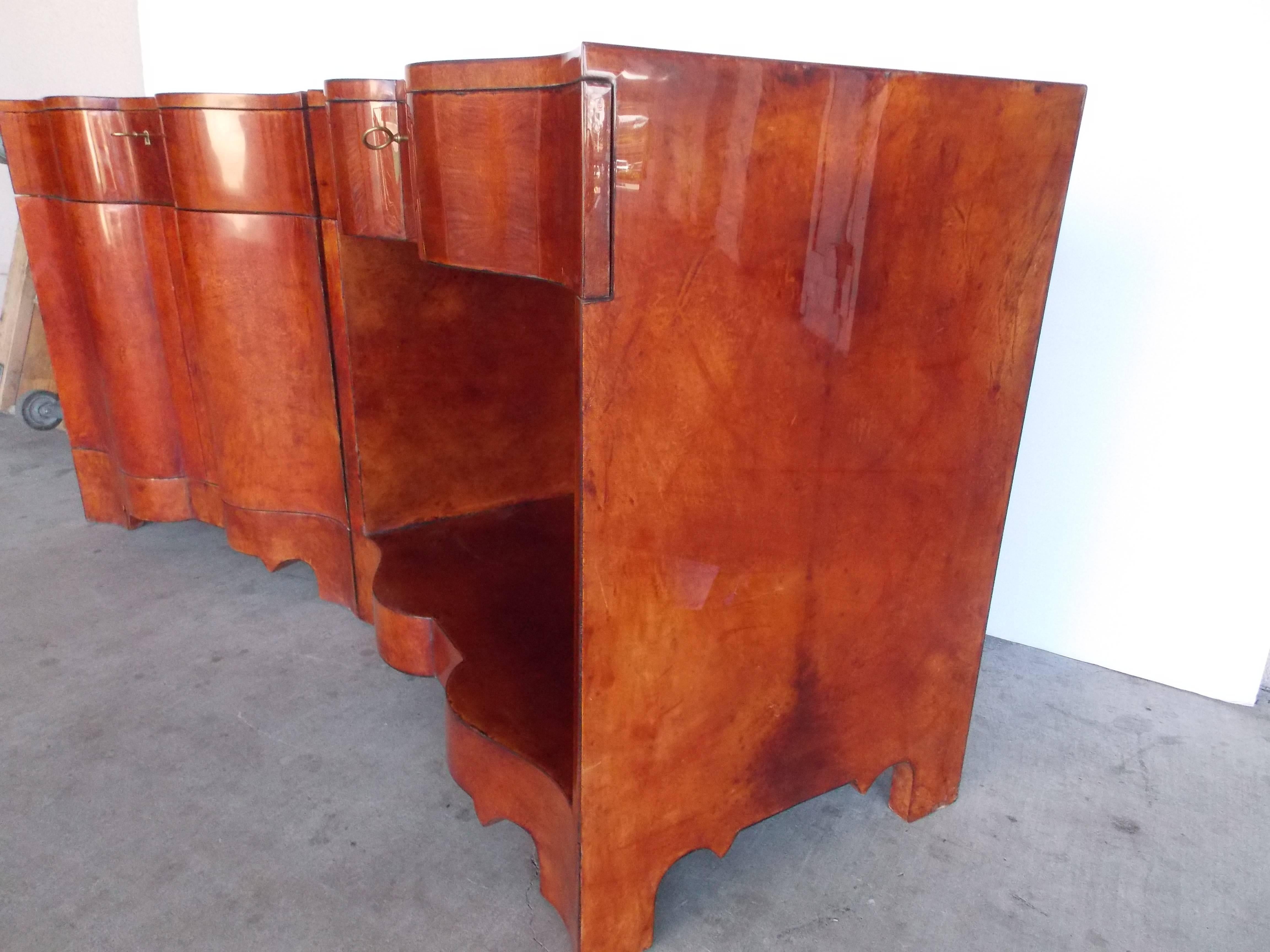 Mid-20th Century Parchment End Tables in the Manner of Aldo Tura or Samuel Marx  