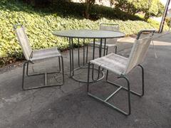 Walter Lamb Bronze Dinette Table and Three Chairs