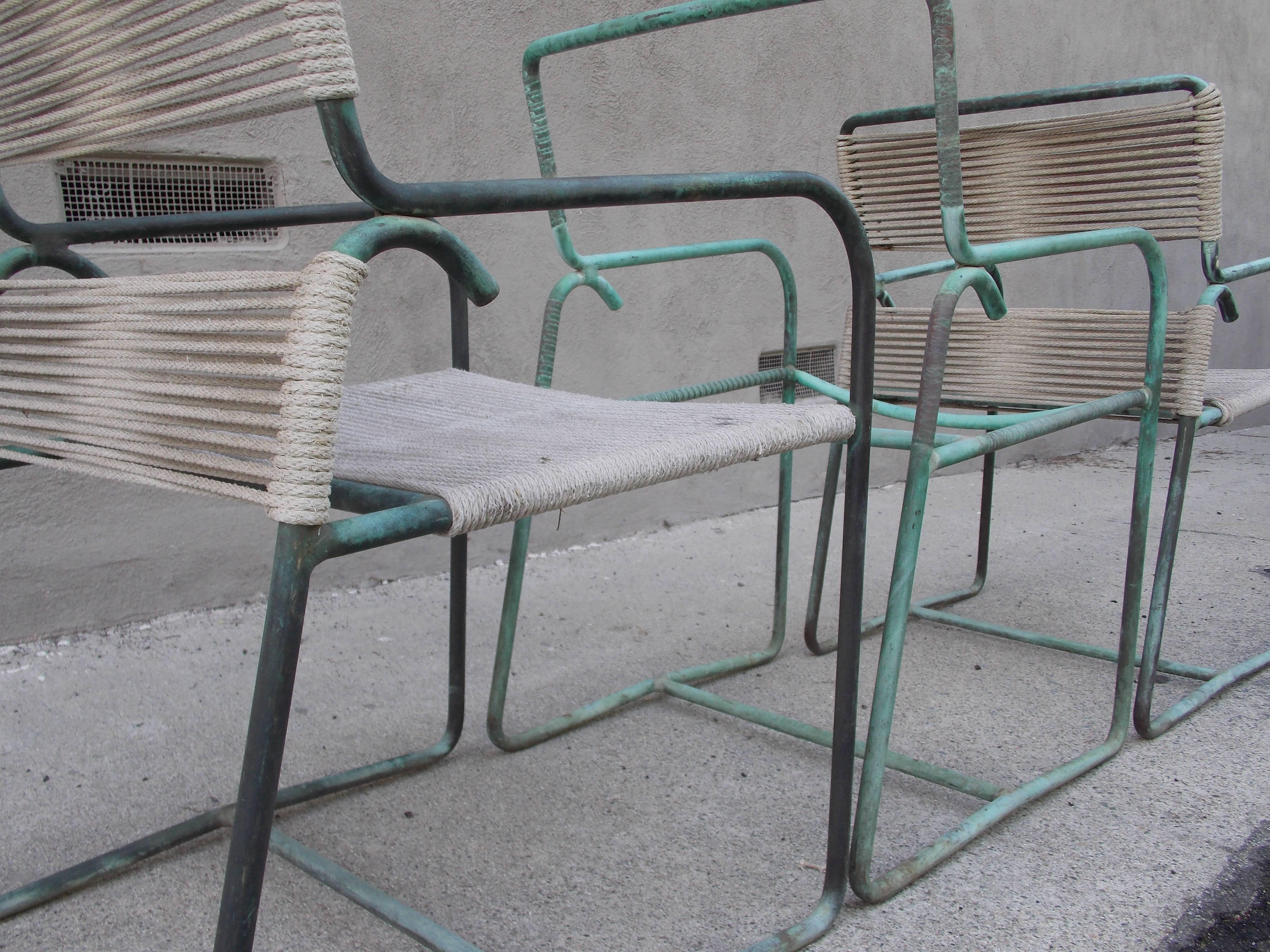 Three Walter Lamb Occasional Bronze Chairs In Good Condition In Los Angeles, CA