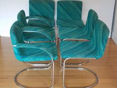 Set of Six Saporiti Italia "Lens" Dining Chairs with Missoni Fabric