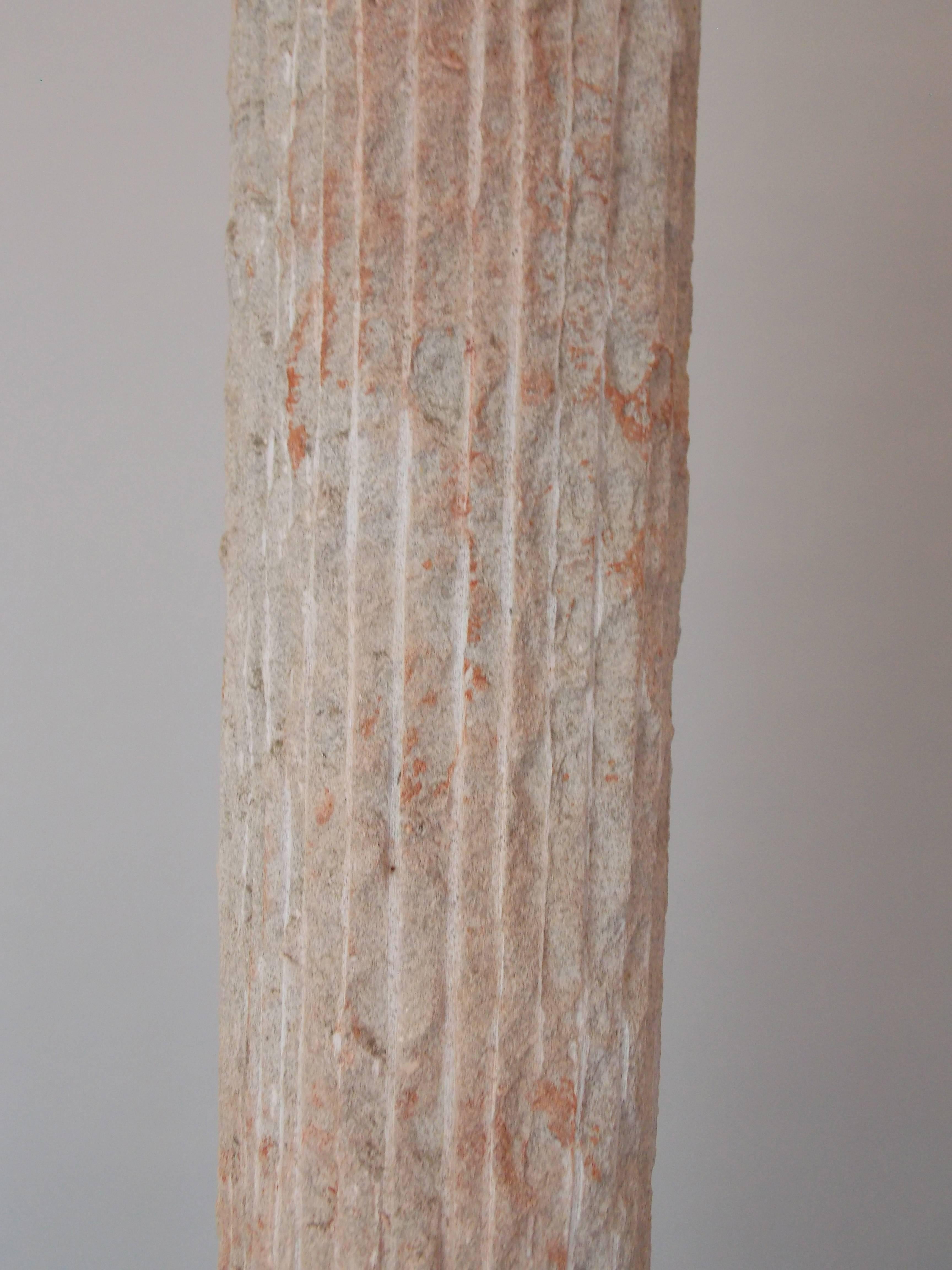 Tall Carved Stone Sculpture with Incised Signature 3