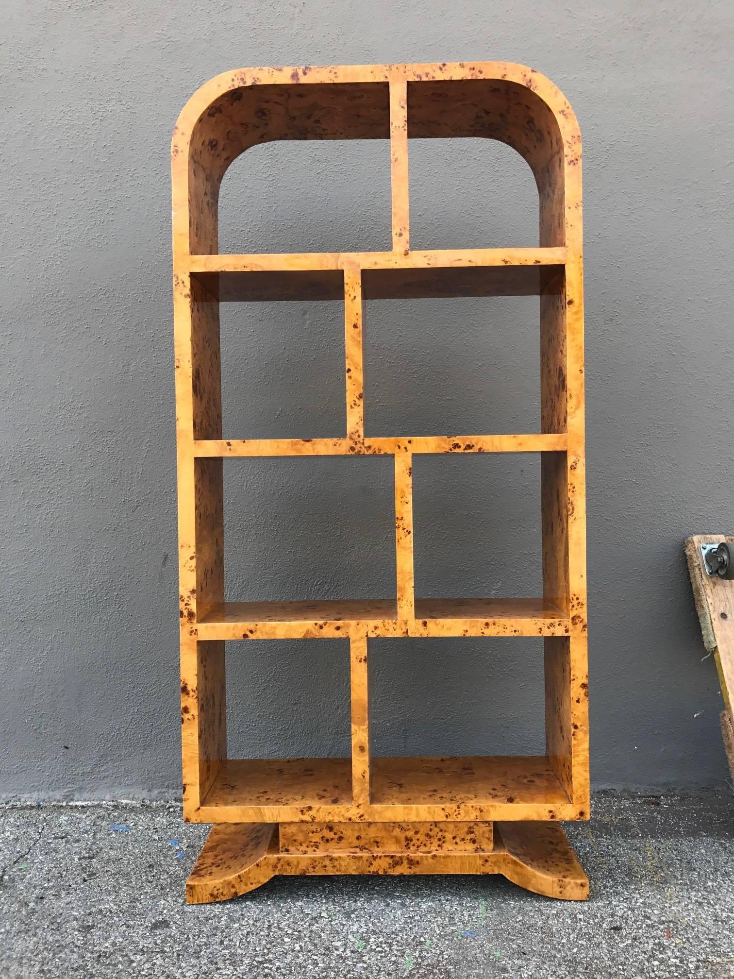 Tall and handsome design.
Also great to use as a space divider.
It's quality made of wood construction (no press-board) with birds eye maple wood veneer.
It's in the original vintage condition with barely visible ware / patina consistent with