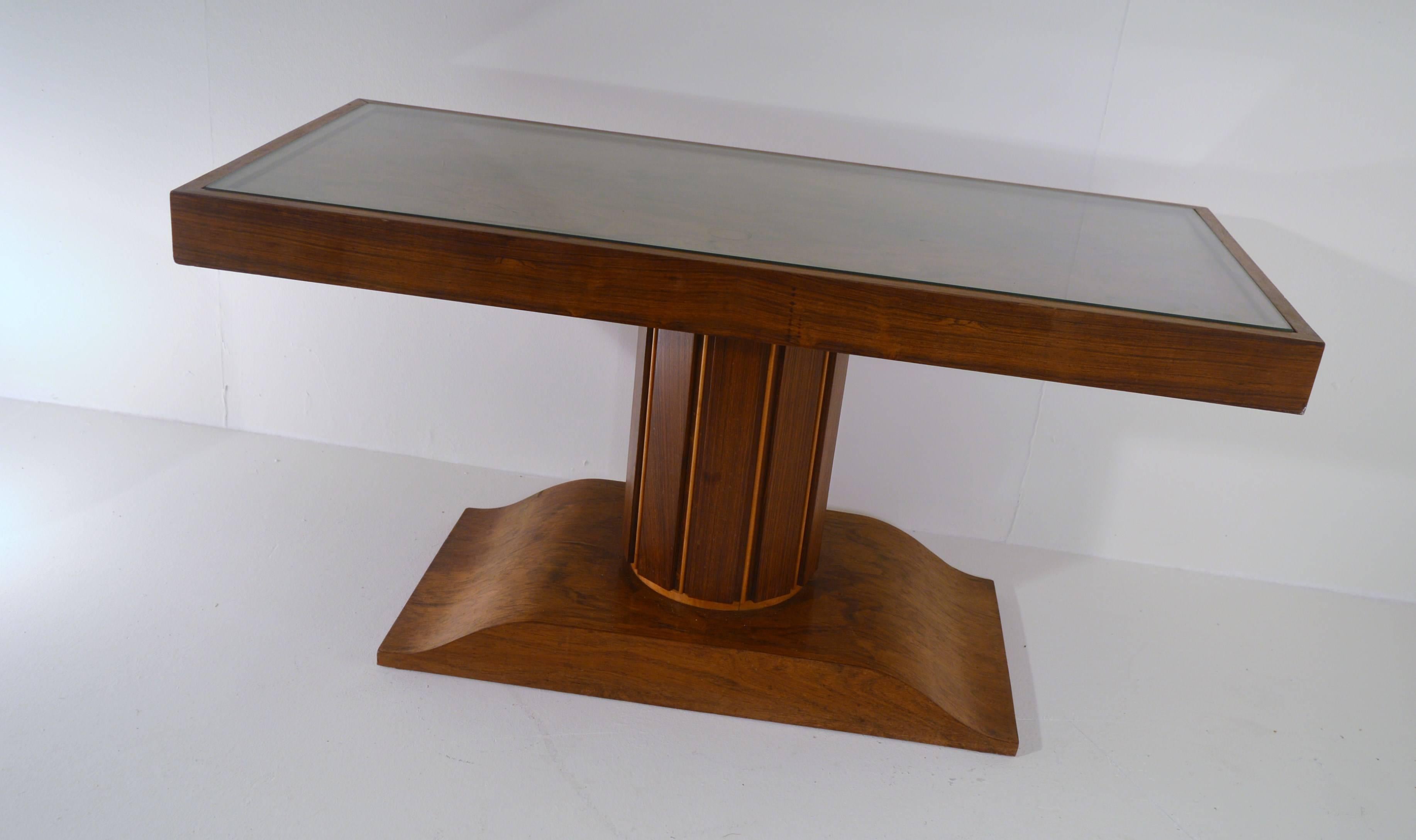 Art Deco Side Table in Rosewood and Sycamore Attributed to De Coene 1