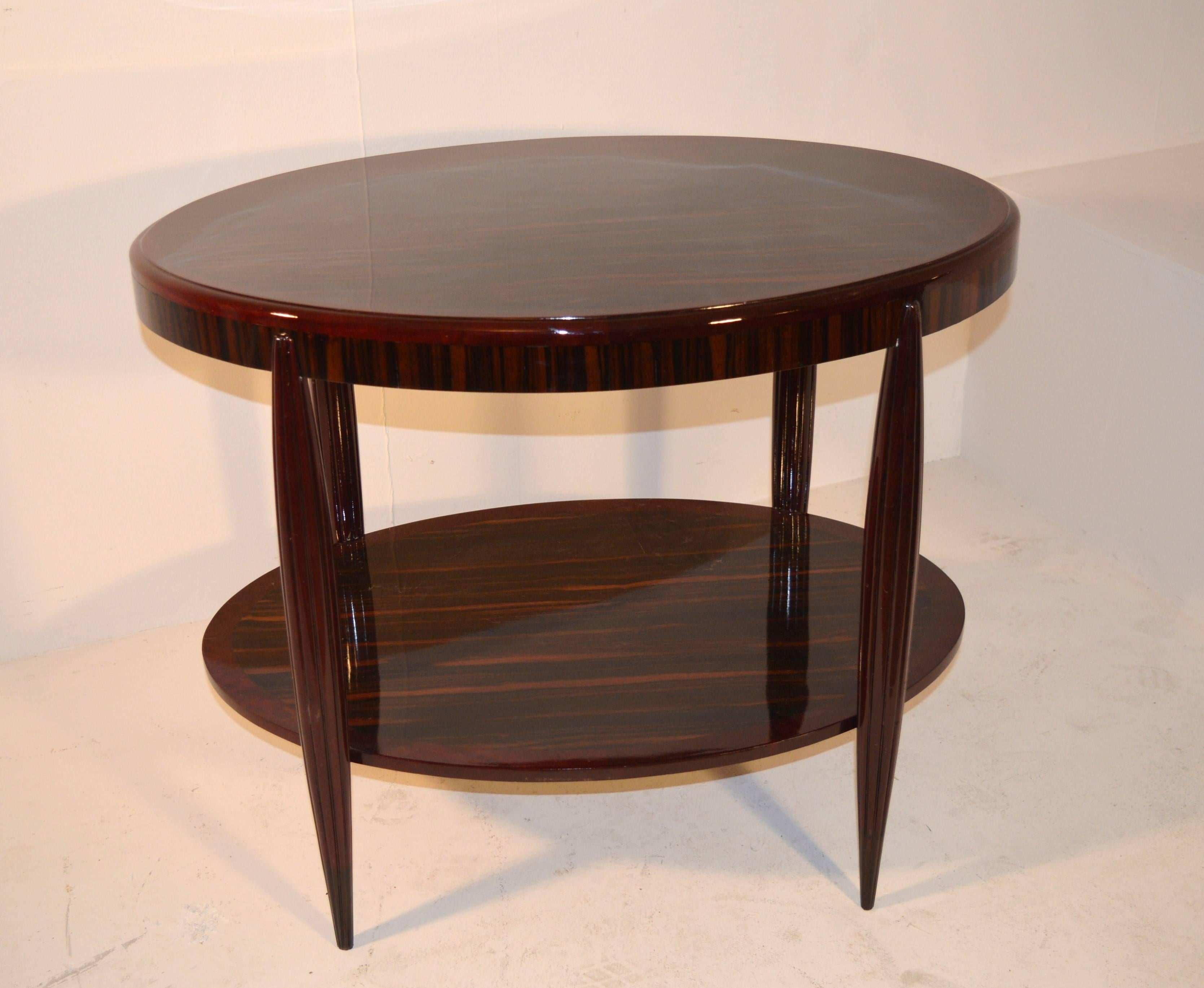 French Artdeco Table in mahagony and maccasar ebony