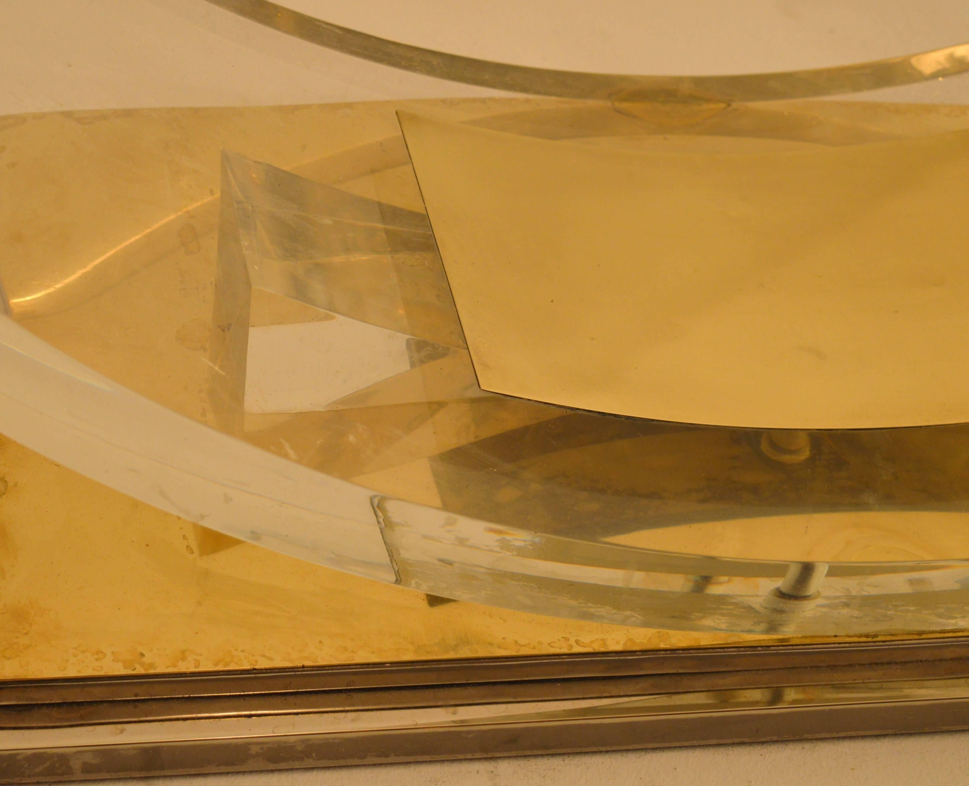 Plexiglass or Perspex Console with Iron and Brass Base and Glass Top 4