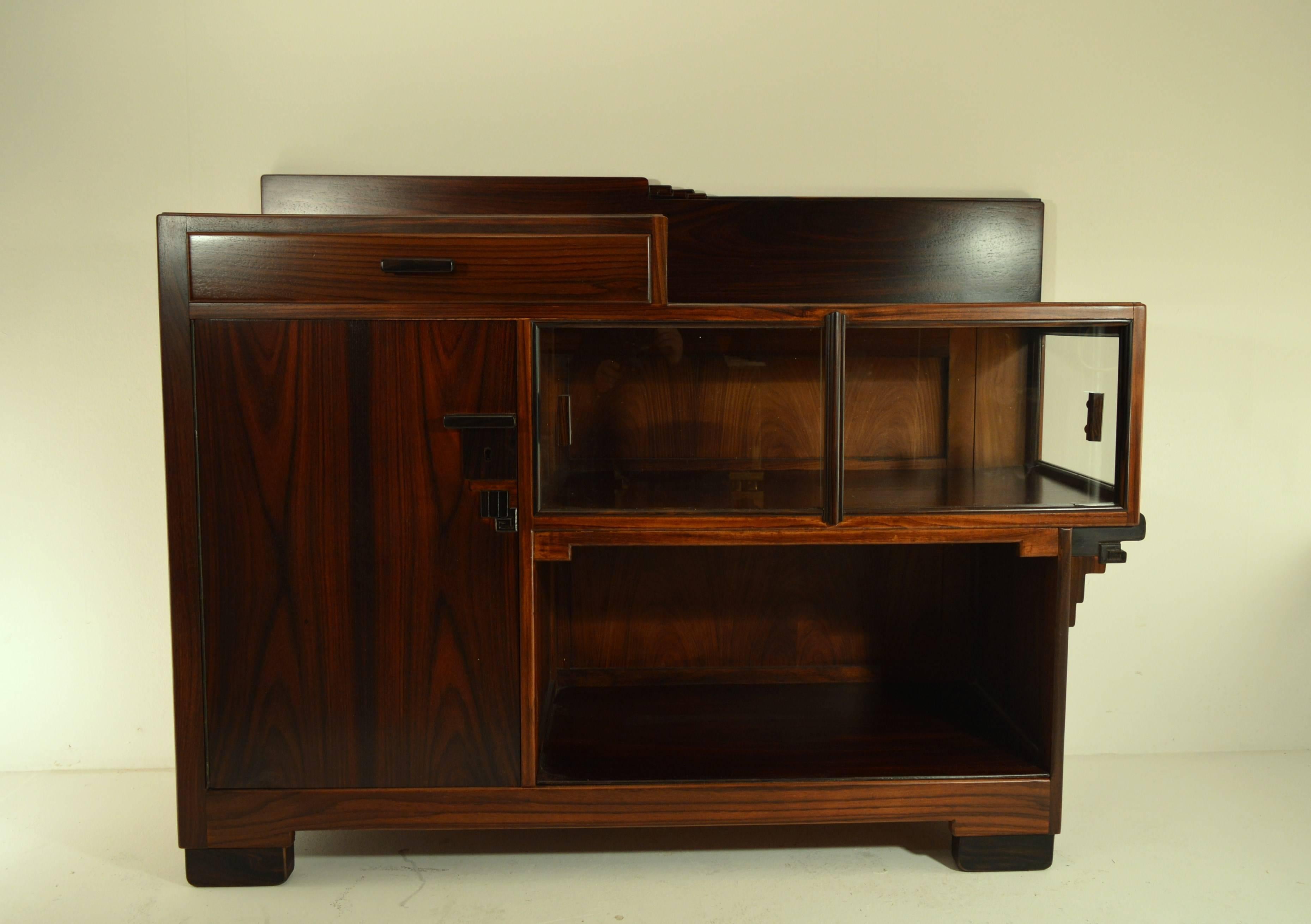 Amsterdam School Tea Cabinet in Rosewood with Ebony Details 1