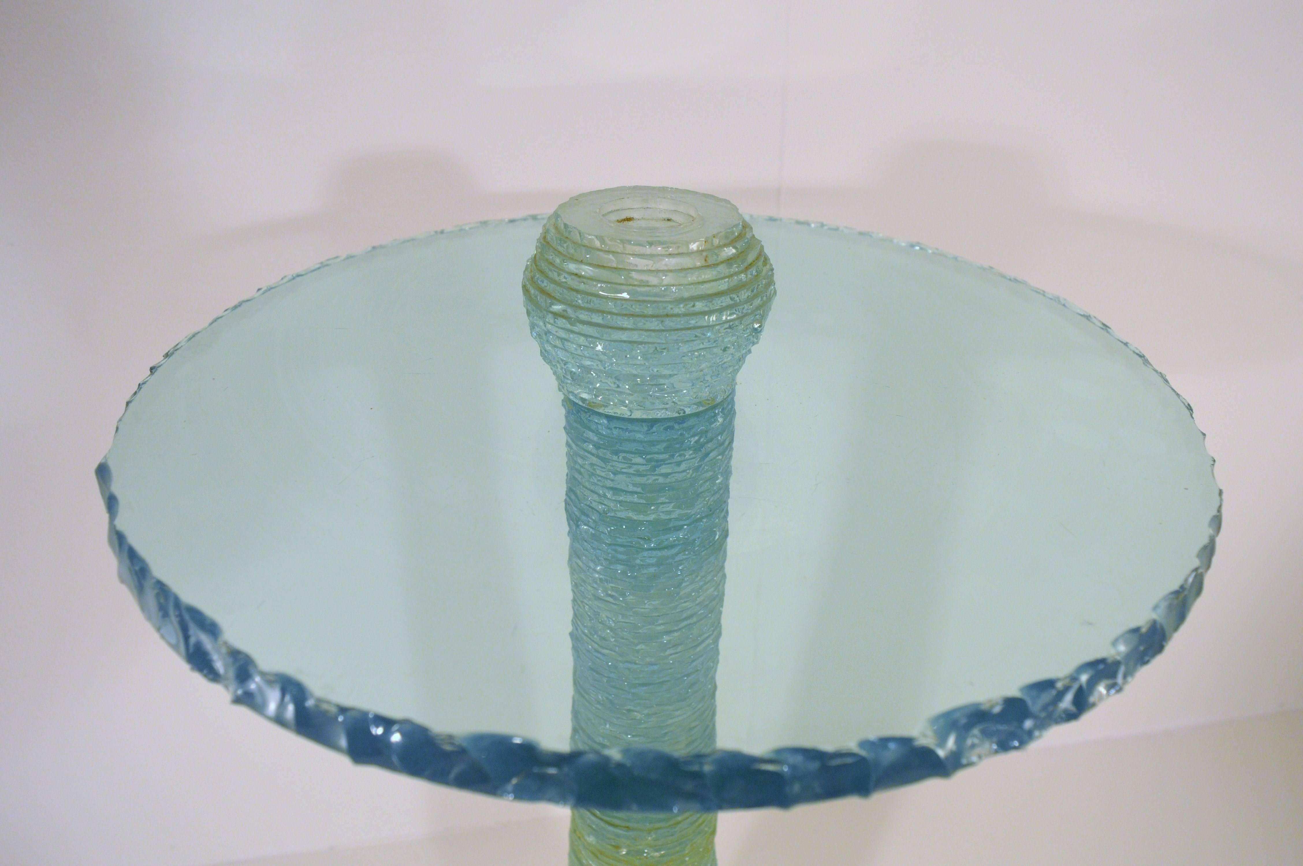 Sculptural Coffee Table with Candle Stand in Glass. Signed and Dated 1992 3