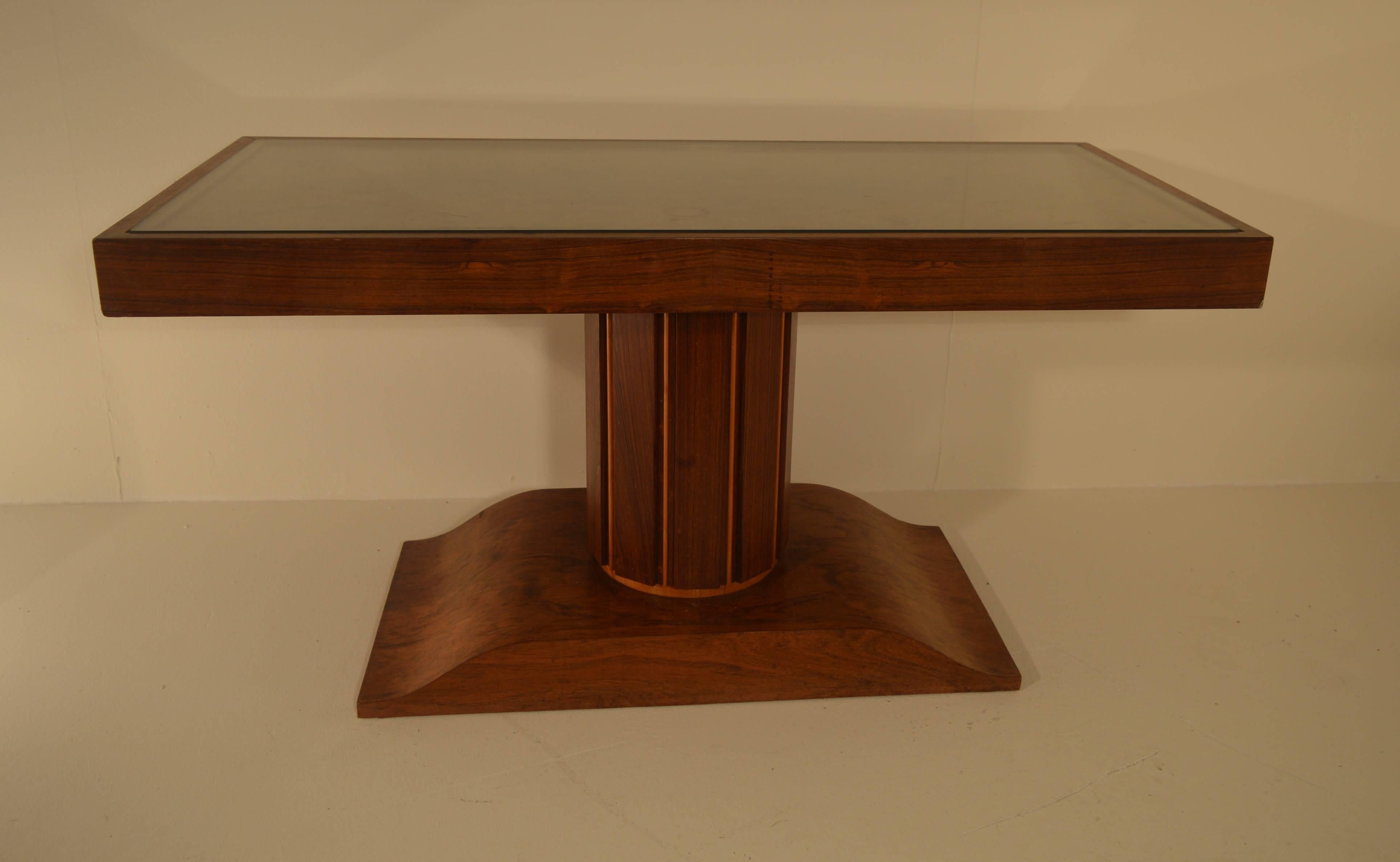Mid-20th Century Art Deco Side Table in Rosewood and Sycamore Attributed to De Coene