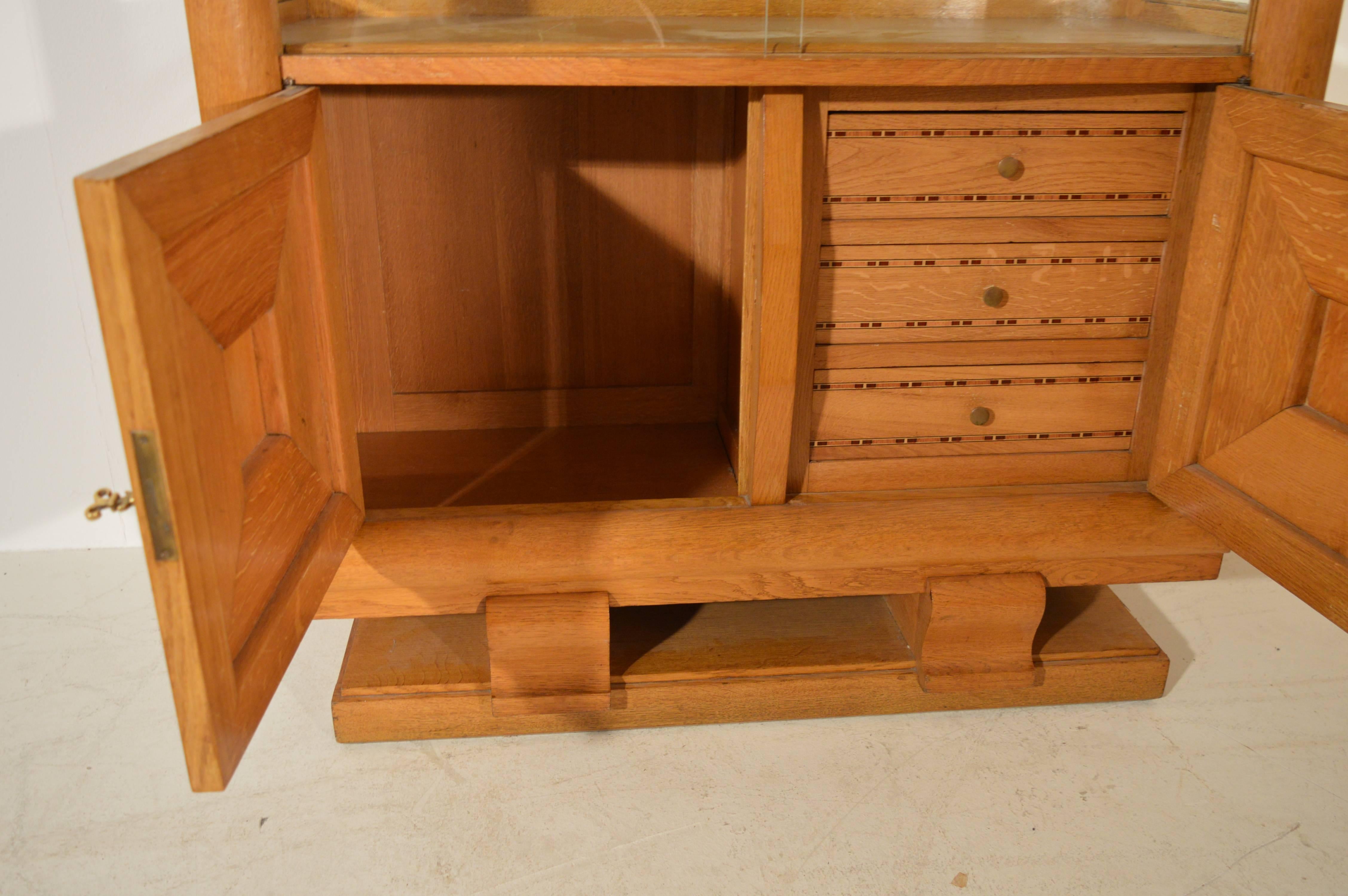 Art Deco Vitrine Cabinet in Blond Oak 1