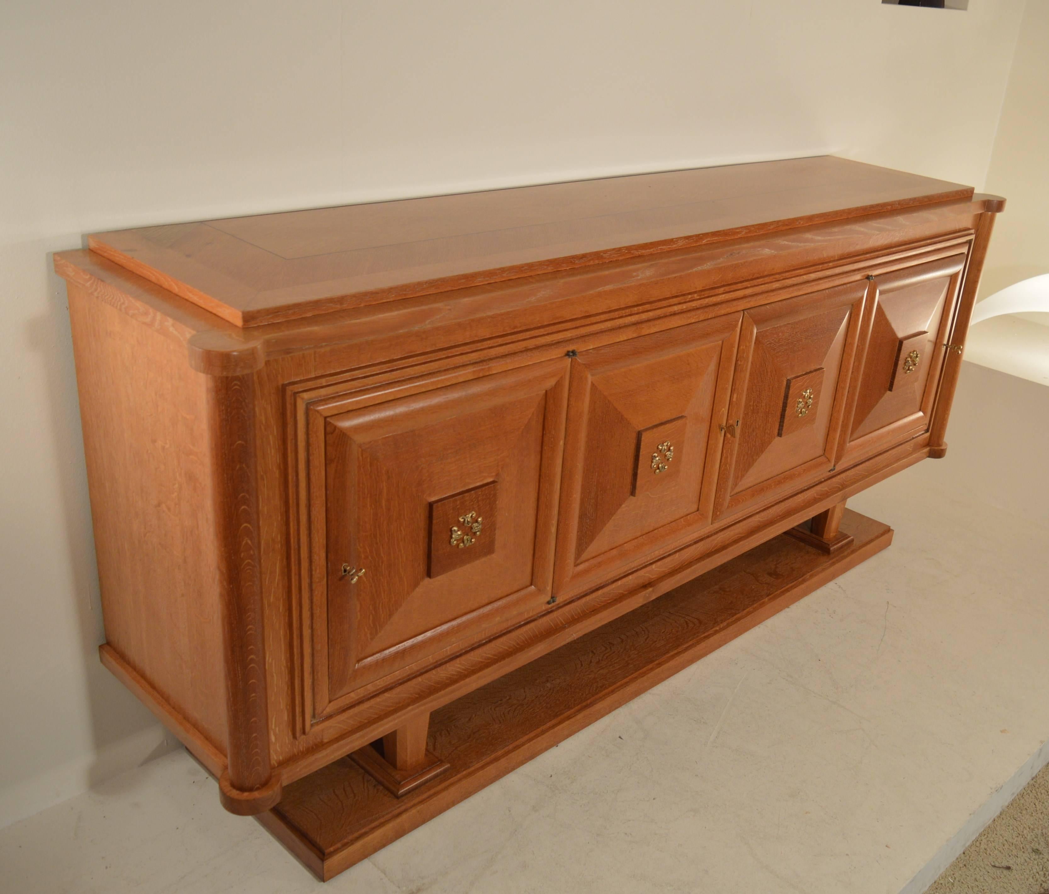 Mid-20th Century Credenza in Oak in the Style of Charles Dudouyt and Jean-Charles Moreux